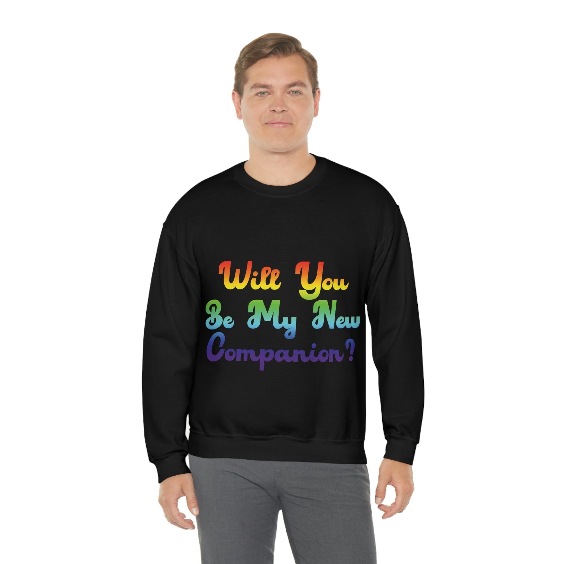 Will You Be My New Companion? LGBT Rainbow Unisex Heavy Blend™ Crewneck Sweatshirt Ichaku [Perfect Gifts Selection]