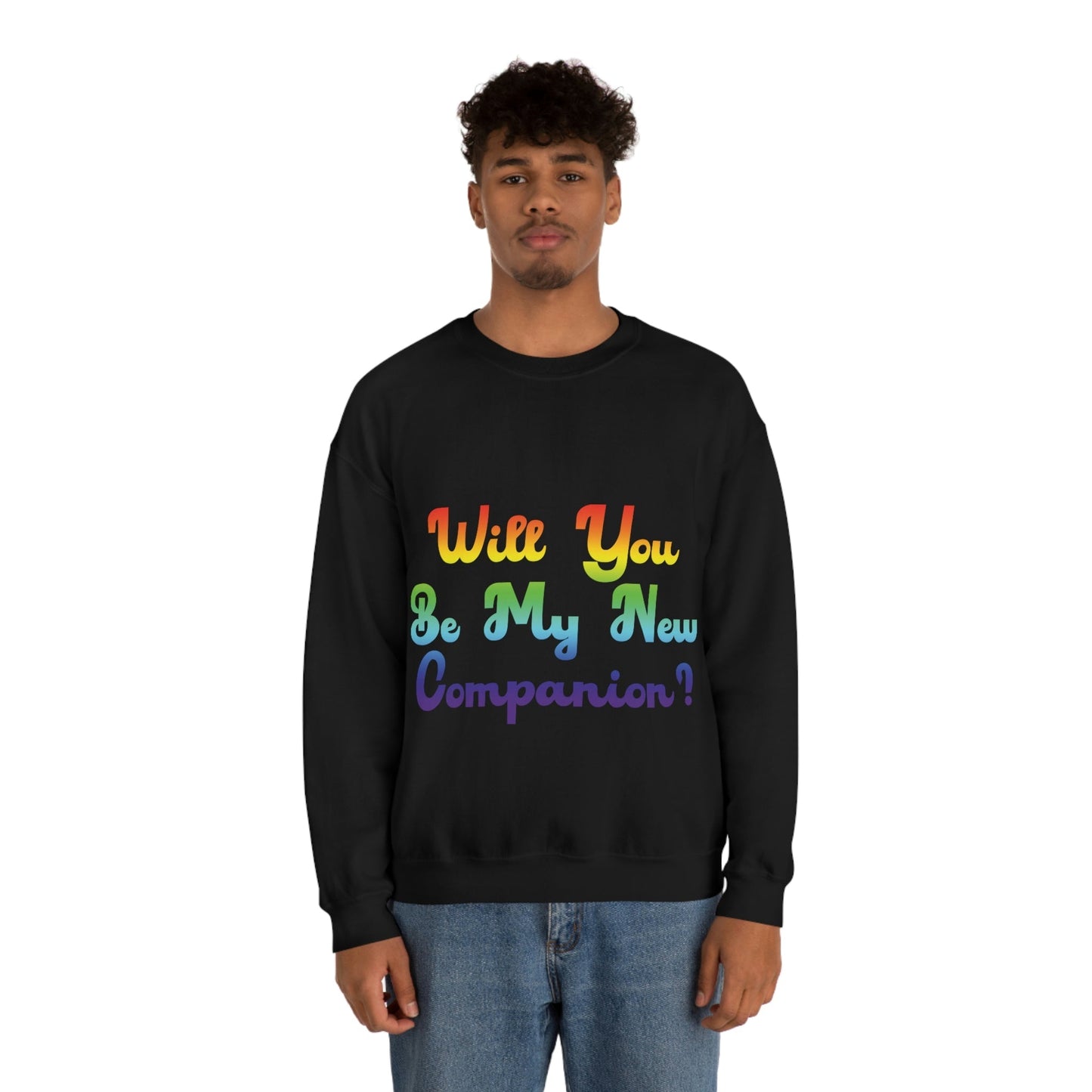 Will You Be My New Companion? LGBT Rainbow Unisex Heavy Blend™ Crewneck Sweatshirt Ichaku [Perfect Gifts Selection]