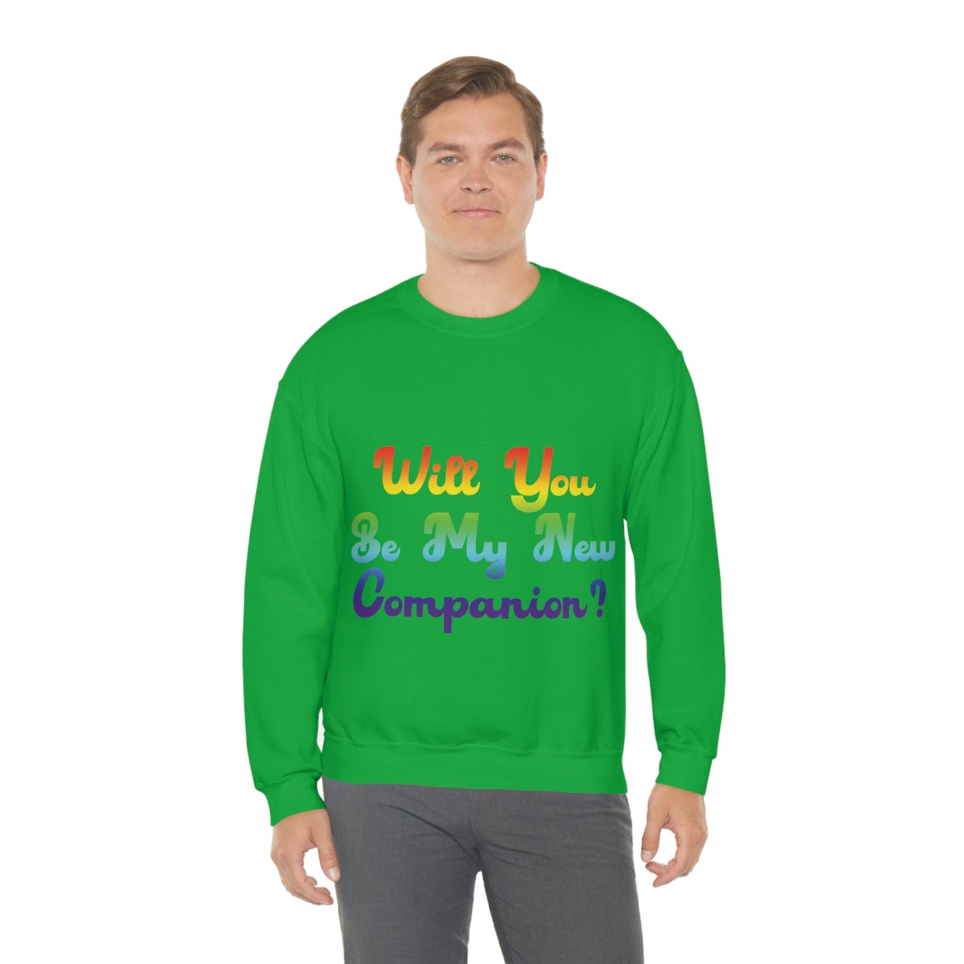 Will You Be My New Companion? LGBT Rainbow Unisex Heavy Blend™ Crewneck Sweatshirt Ichaku [Perfect Gifts Selection]