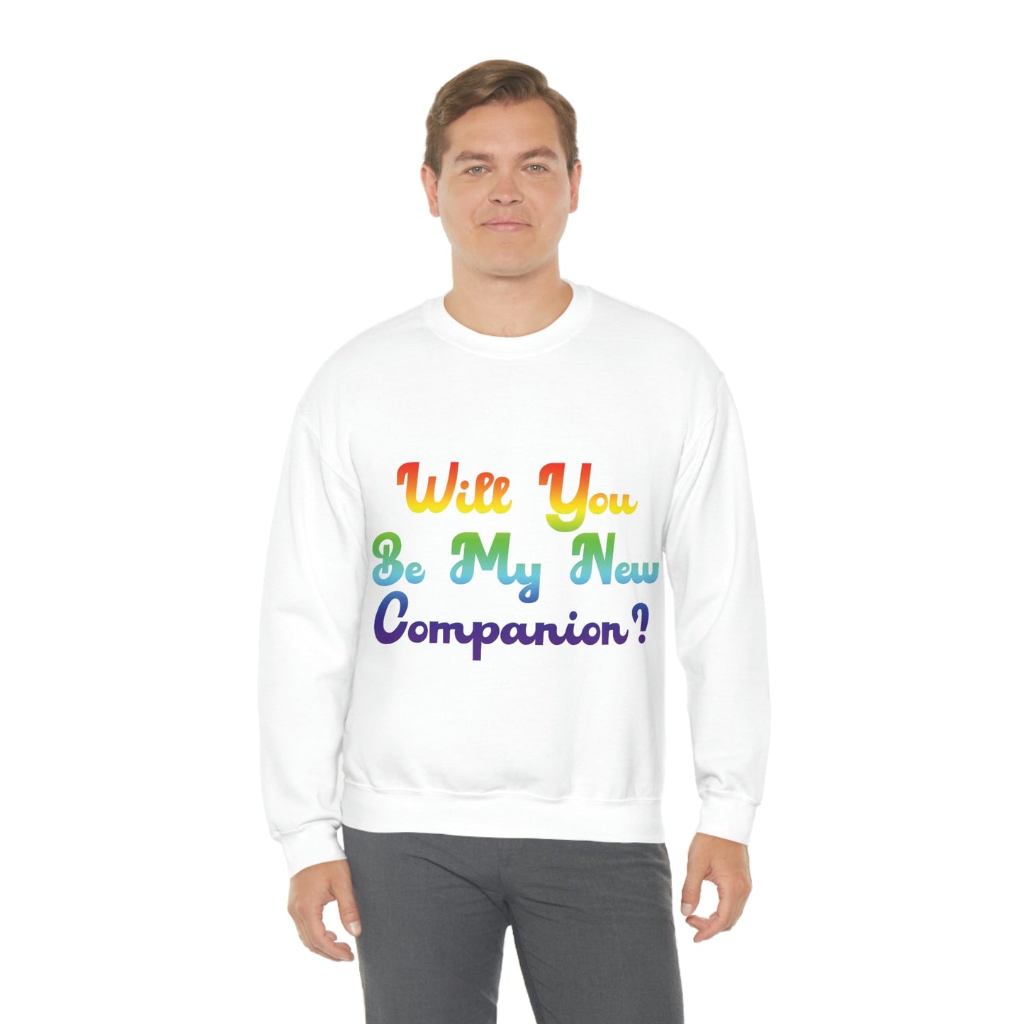 Will You Be My New Companion? LGBT Rainbow Unisex Heavy Blend™ Crewneck Sweatshirt Ichaku [Perfect Gifts Selection]