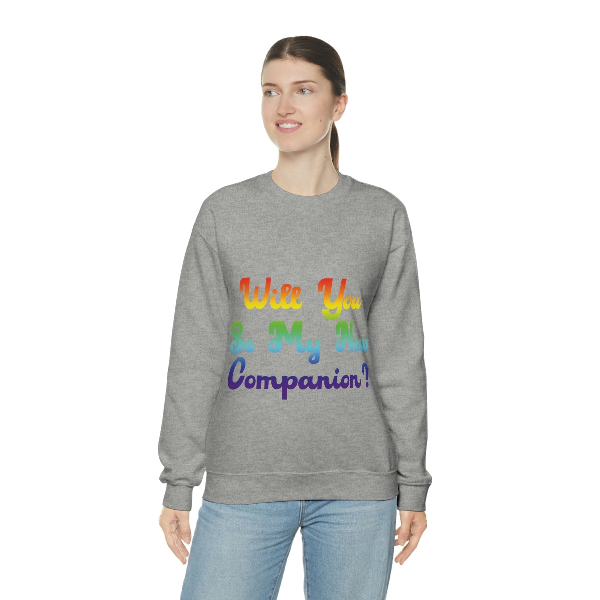 Will You Be My New Companion? LGBT Rainbow Unisex Heavy Blend™ Crewneck Sweatshirt Ichaku [Perfect Gifts Selection]