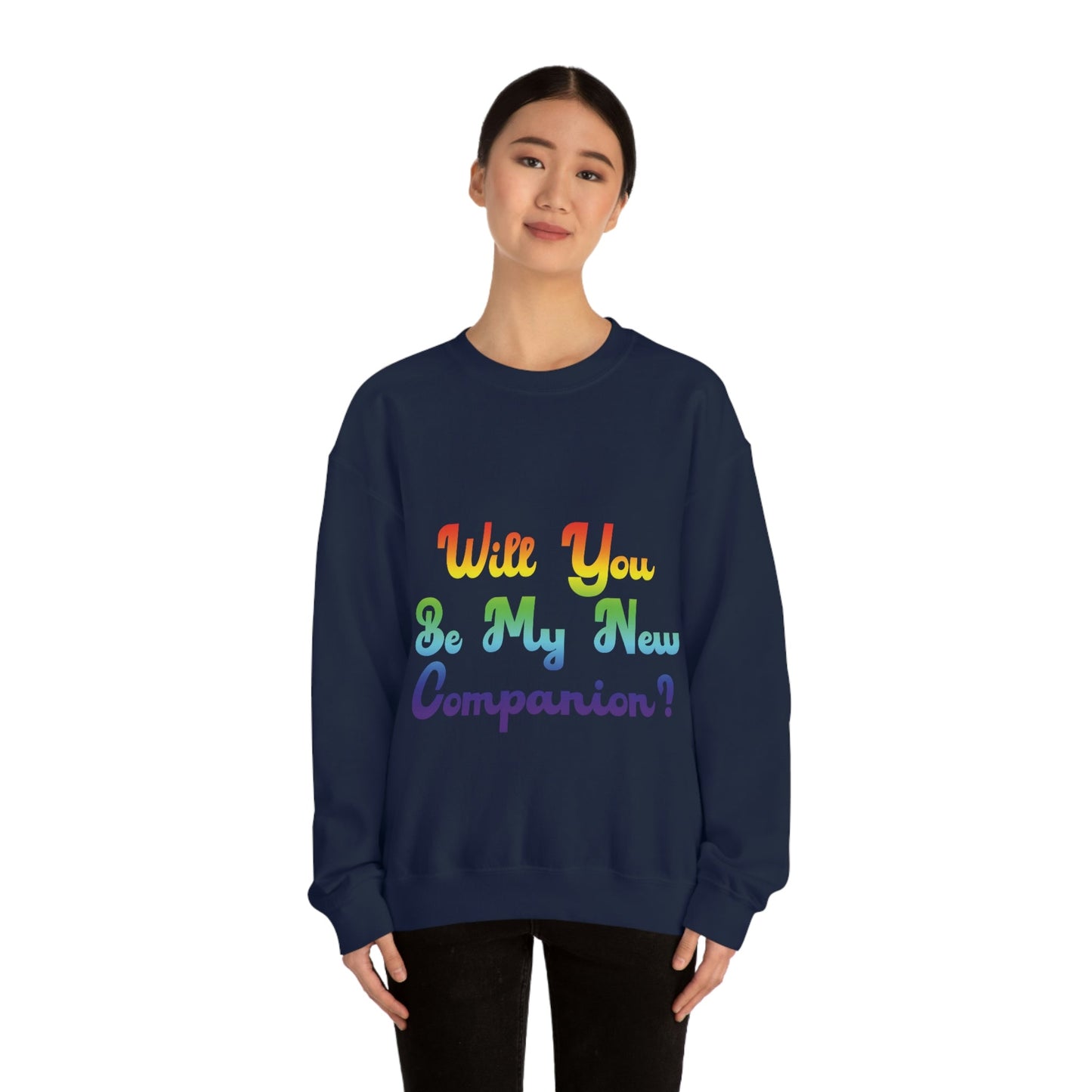 Will You Be My New Companion? LGBT Rainbow Unisex Heavy Blend™ Crewneck Sweatshirt Ichaku [Perfect Gifts Selection]