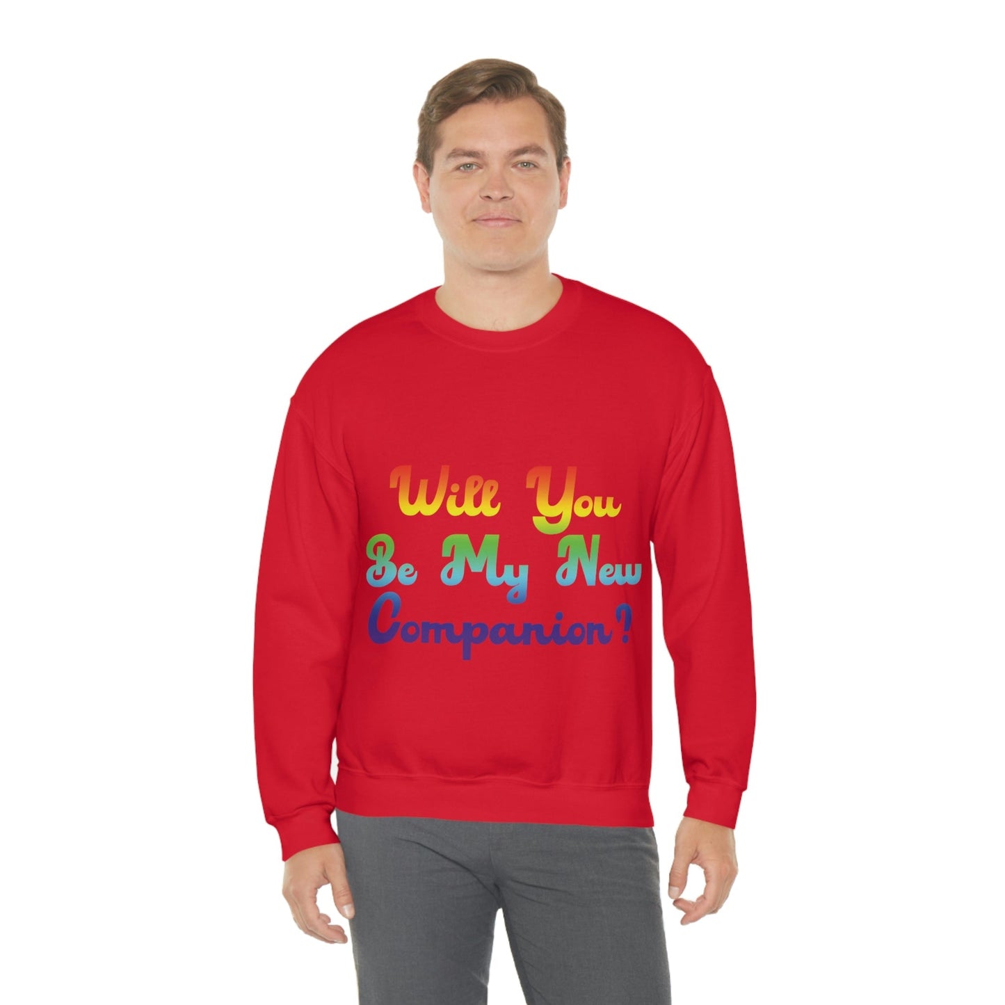 Will You Be My New Companion? LGBT Rainbow Unisex Heavy Blend™ Crewneck Sweatshirt Ichaku [Perfect Gifts Selection]