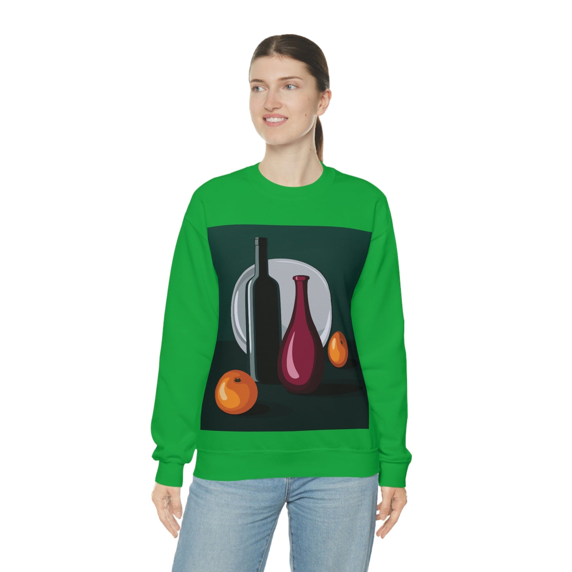 Wine Art Minimal Aesthetic Food Classic Unisex Heavy Blend™ Crewneck Sweatshirt Ichaku [Perfect Gifts Selection]