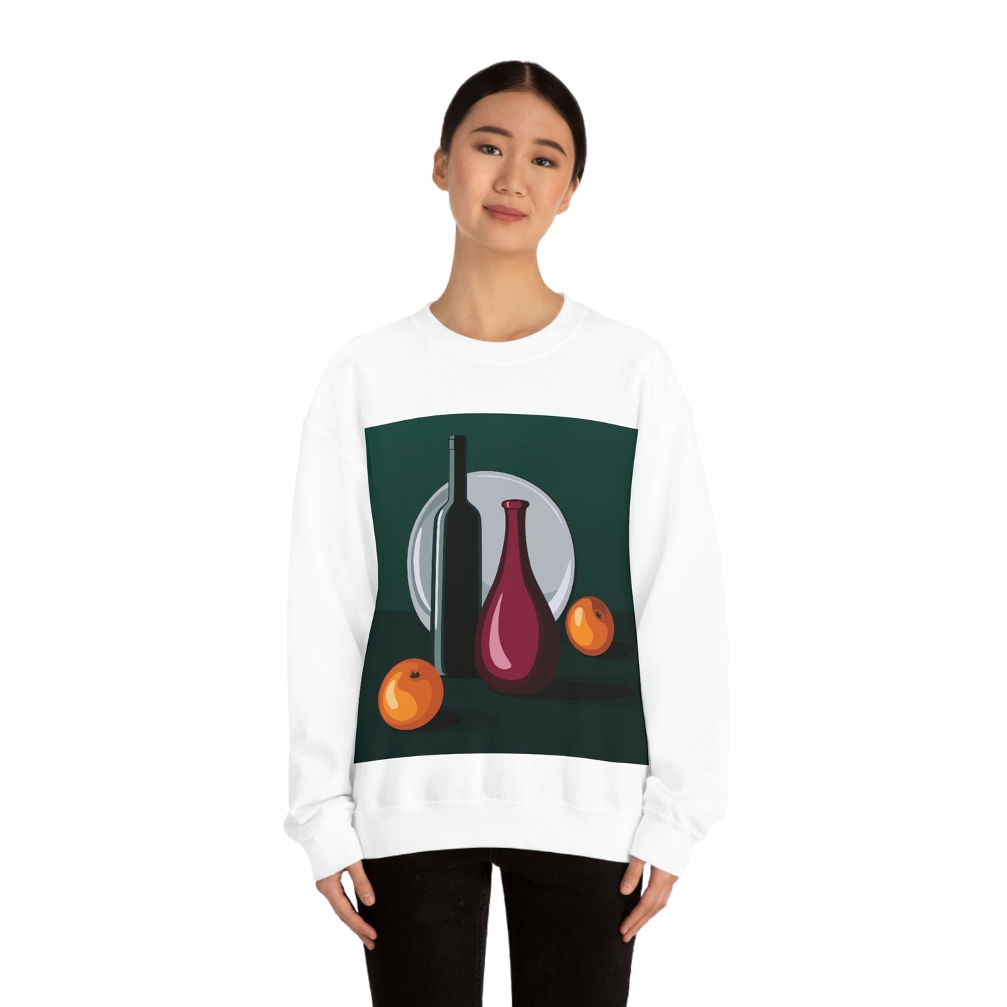 Wine Art Minimal Aesthetic Food Classic Unisex Heavy Blend™ Crewneck Sweatshirt Ichaku [Perfect Gifts Selection]