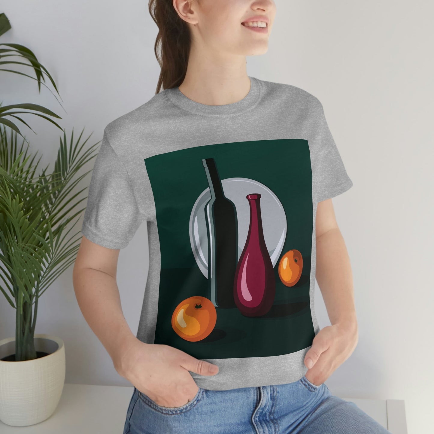 Wine Art Minimal Aesthetic Food Classic Unisex Jersey Short Sleeve T-Shirt Ichaku [Perfect Gifts Selection]