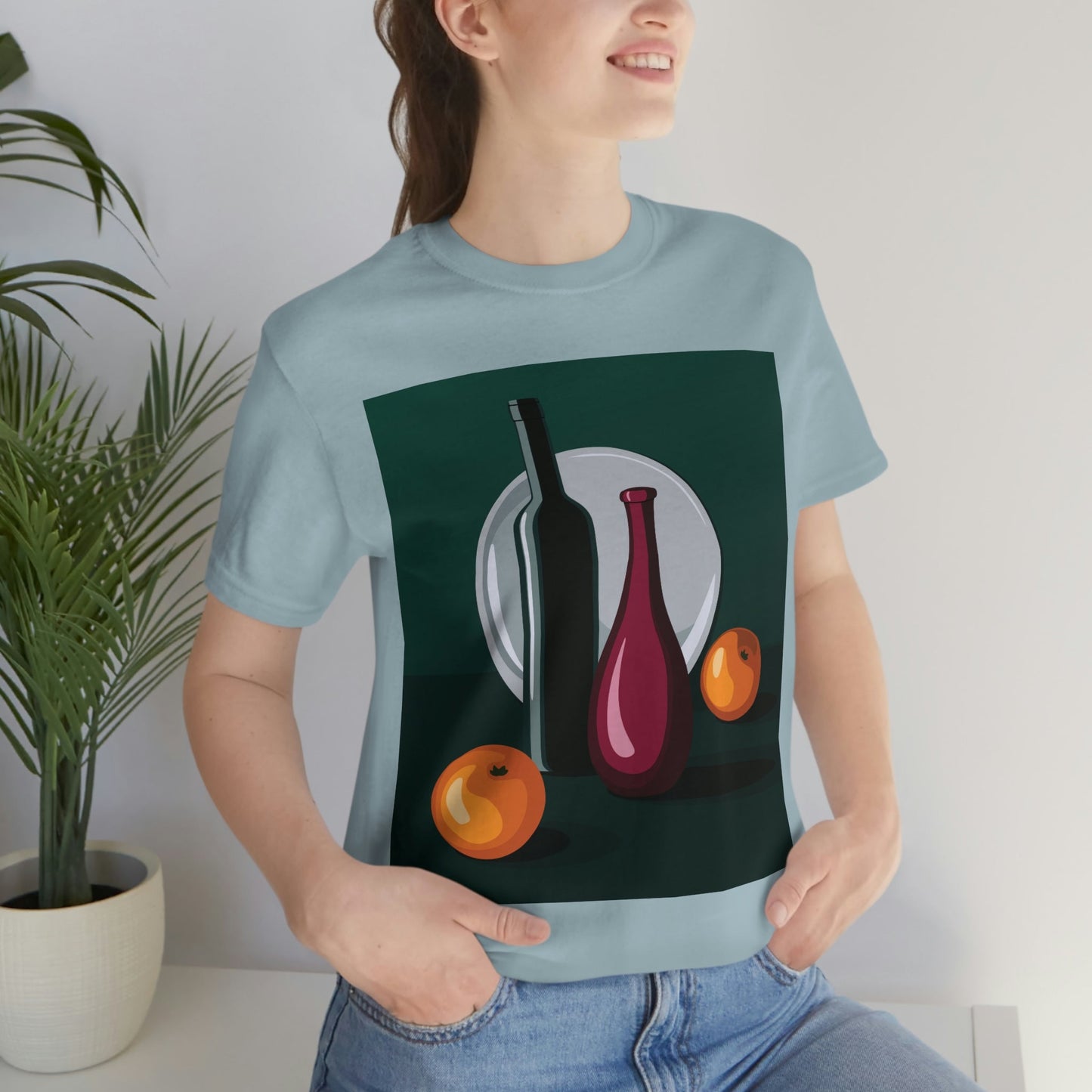 Wine Art Minimal Aesthetic Food Classic Unisex Jersey Short Sleeve T-Shirt Ichaku [Perfect Gifts Selection]