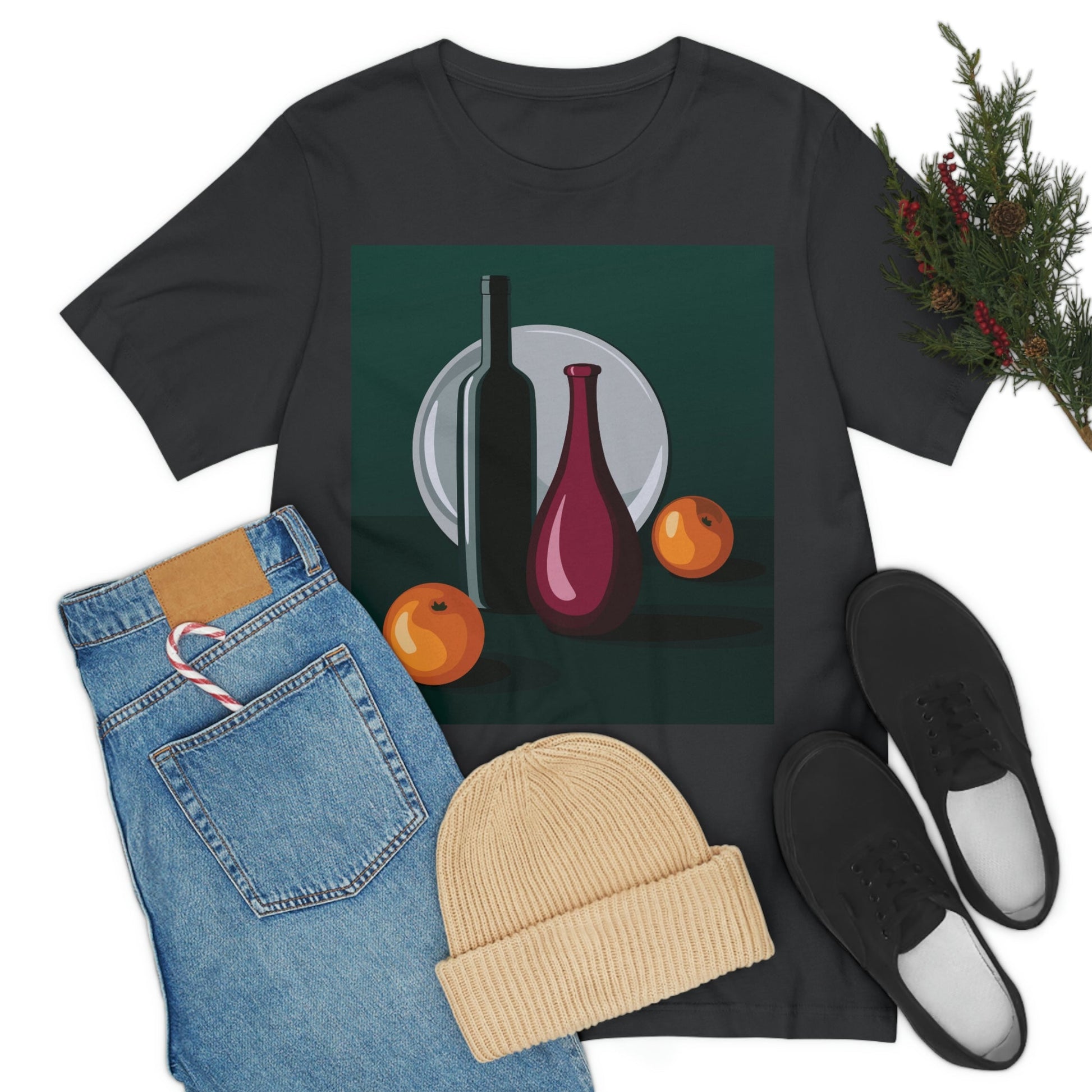 Wine Art Minimal Aesthetic Food Classic Unisex Jersey Short Sleeve T-Shirt Ichaku [Perfect Gifts Selection]