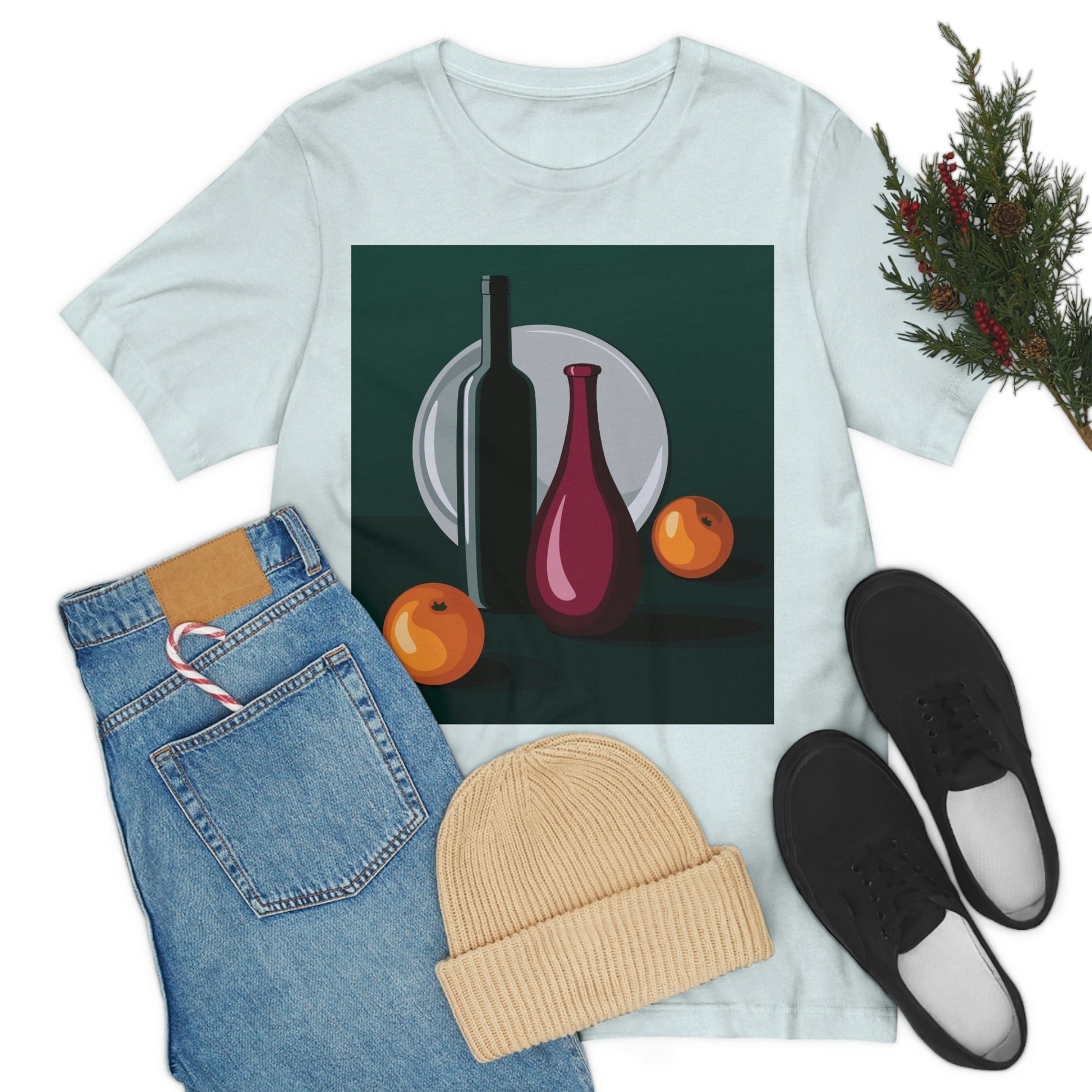 Wine Art Minimal Aesthetic Food Classic Unisex Jersey Short Sleeve T-Shirt Ichaku [Perfect Gifts Selection]