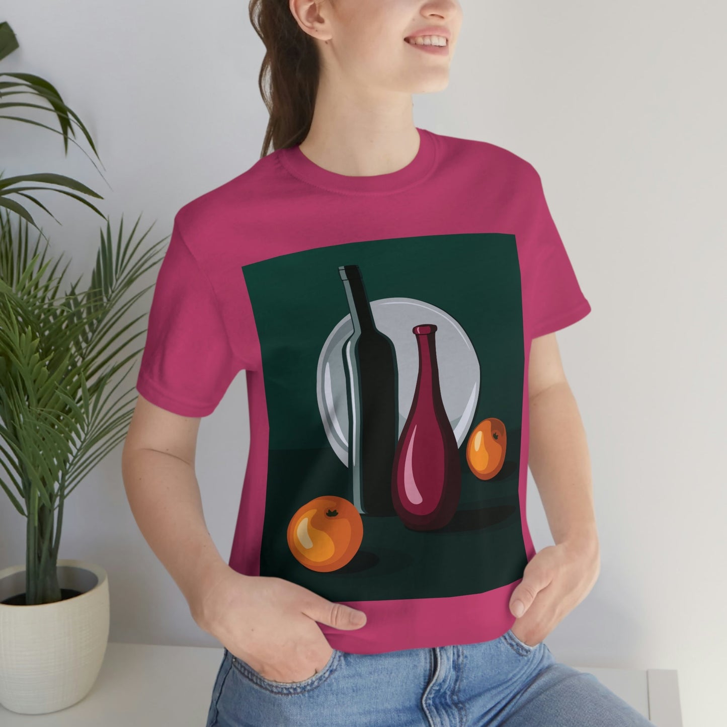 Wine Art Minimal Aesthetic Food Classic Unisex Jersey Short Sleeve T-Shirt Ichaku [Perfect Gifts Selection]