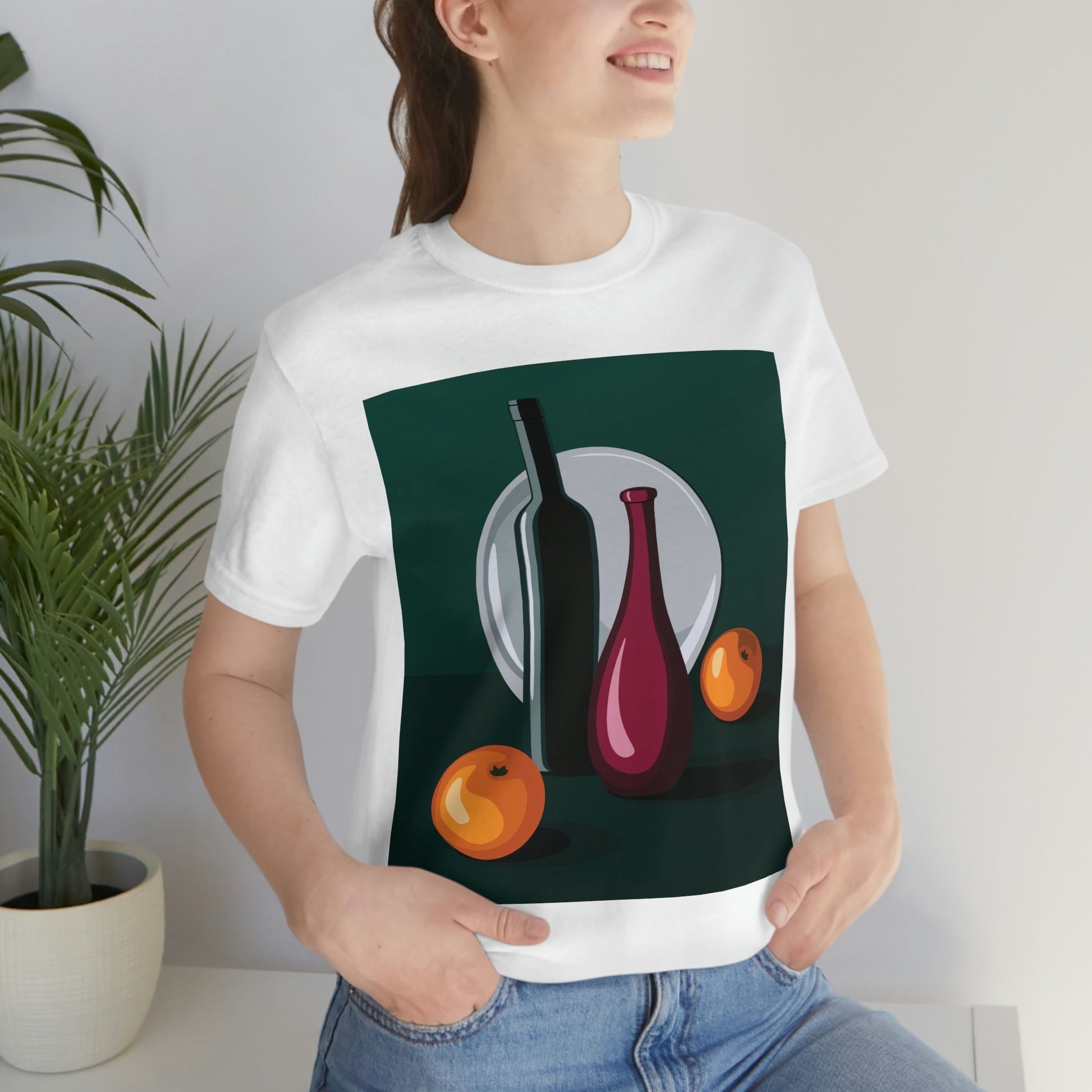 Wine Art Minimal Aesthetic Food Classic Unisex Jersey Short Sleeve T-Shirt Ichaku [Perfect Gifts Selection]