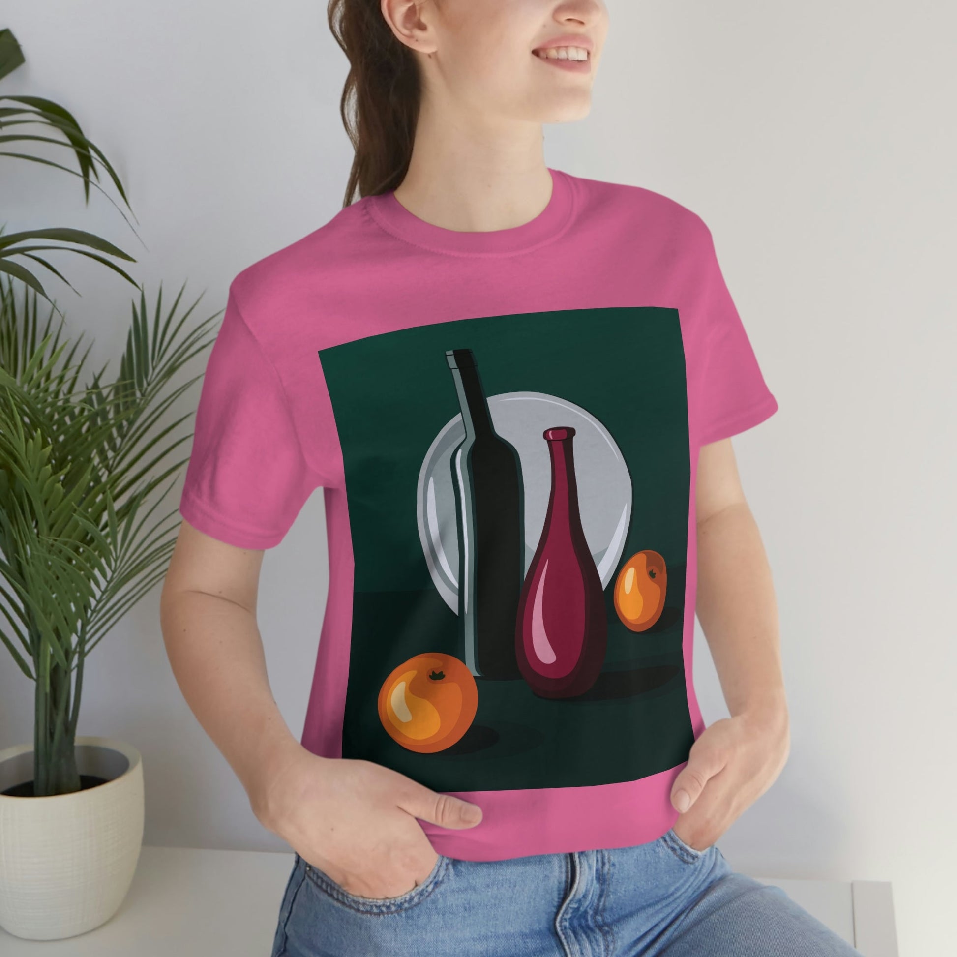 Wine Art Minimal Aesthetic Food Classic Unisex Jersey Short Sleeve T-Shirt Ichaku [Perfect Gifts Selection]