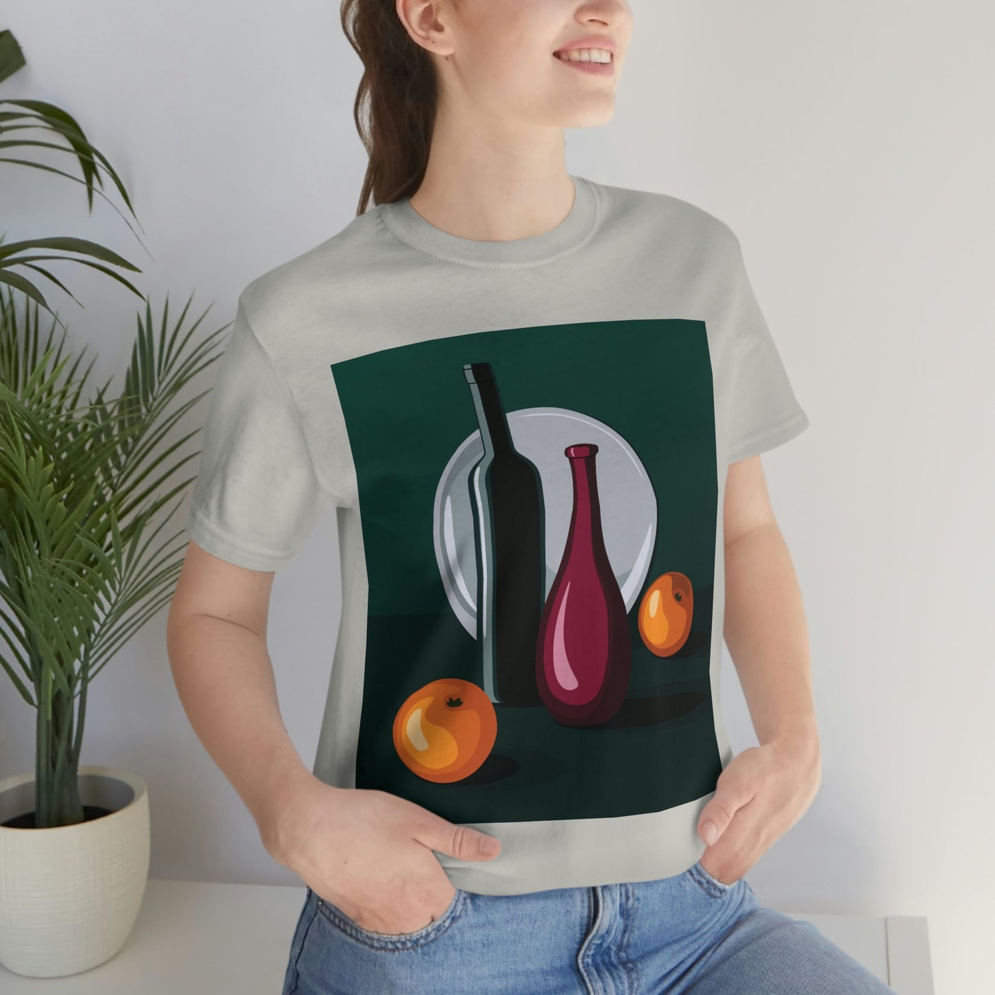 Wine Art Minimal Aesthetic Food Classic Unisex Jersey Short Sleeve T-Shirt Ichaku [Perfect Gifts Selection]