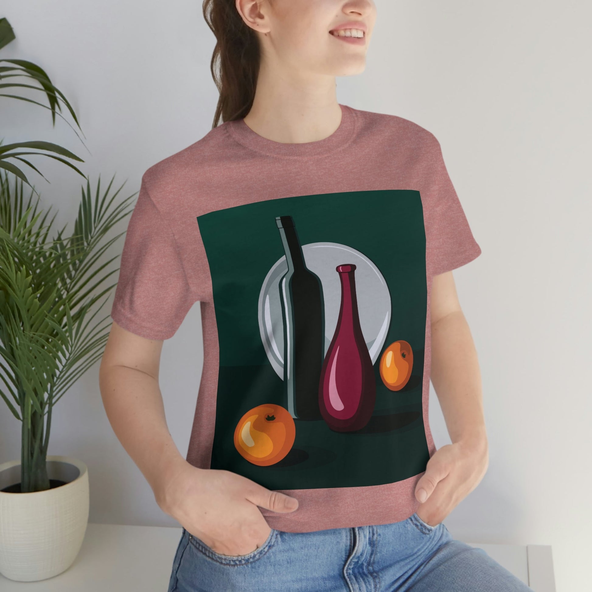 Wine Art Minimal Aesthetic Food Classic Unisex Jersey Short Sleeve T-Shirt Ichaku [Perfect Gifts Selection]