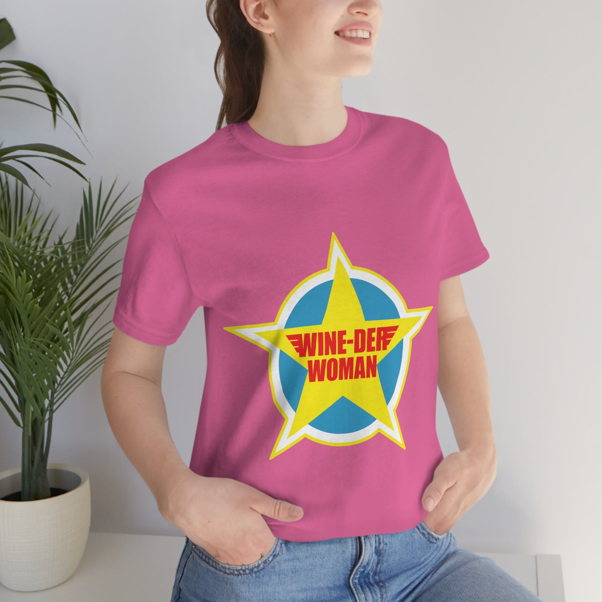 Wine-Der Woman Superwoman Bordeaux Wine Unisex Jersey Short Sleeve T-Shirt Ichaku [Perfect Gifts Selection]
