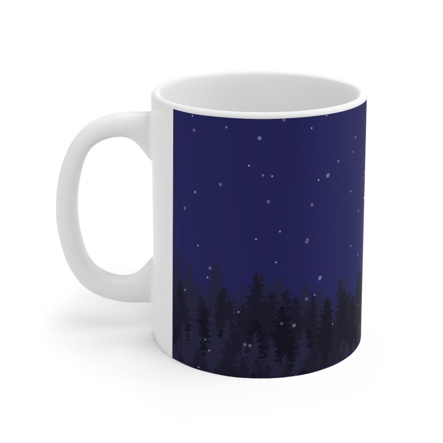 Winter Forest Moon Nature Modern Art Ceramic Mug 11oz Ichaku [Perfect Gifts Selection]