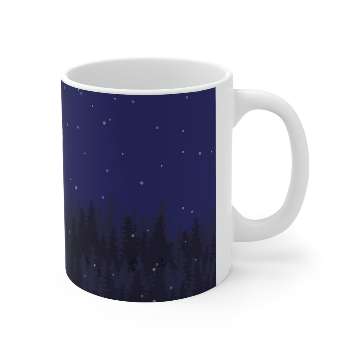 Winter Forest Moon Nature Modern Art Ceramic Mug 11oz Ichaku [Perfect Gifts Selection]