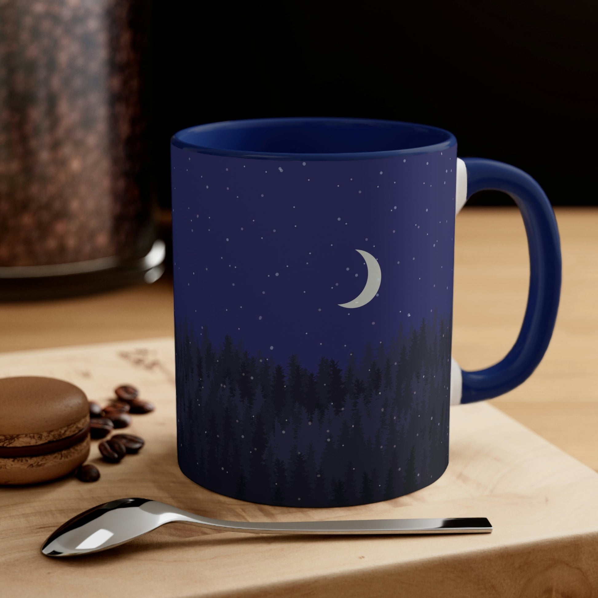 Winter Forest Moon Nature Modern Art Classic Accent Coffee Mug 11oz Ichaku [Perfect Gifts Selection]