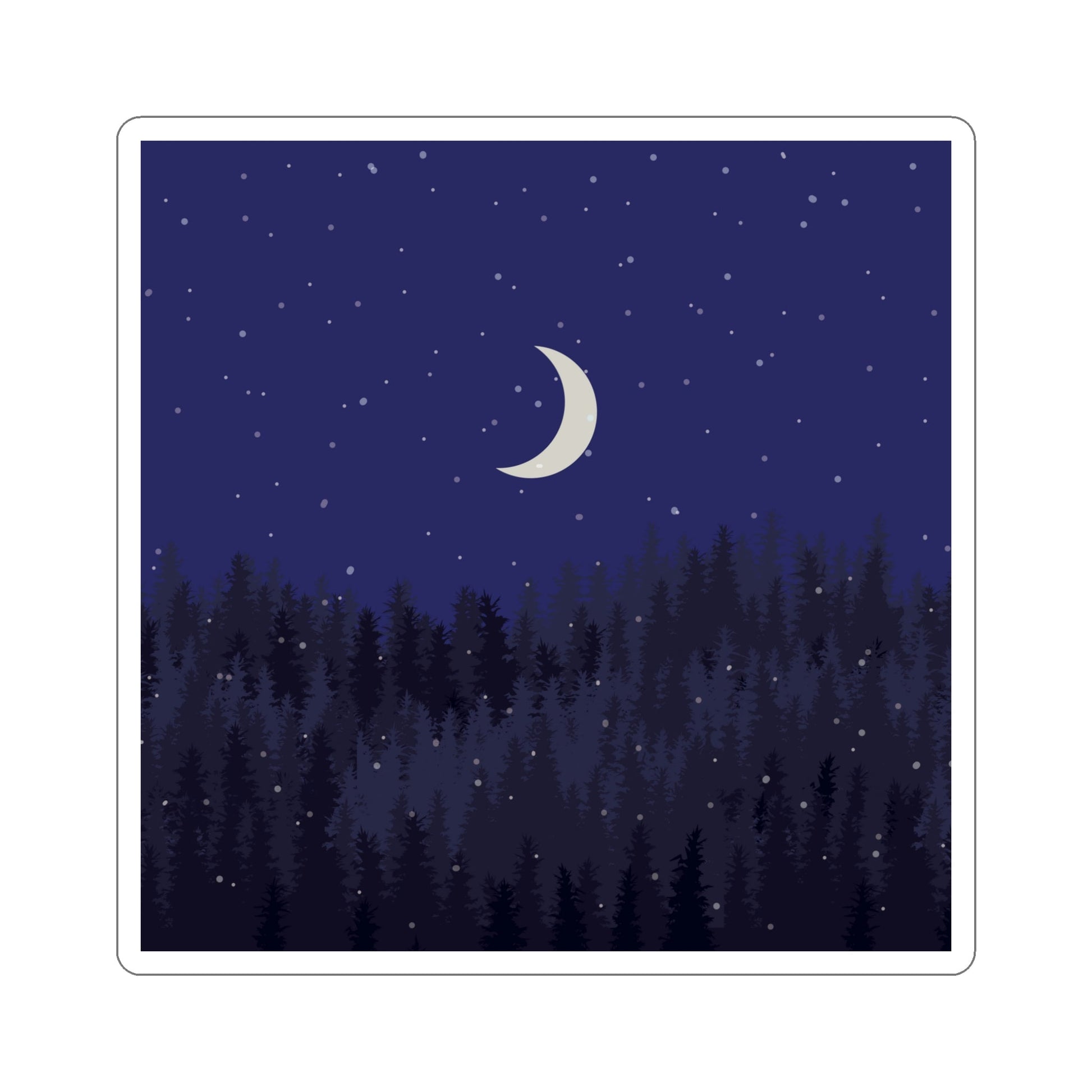 Winter Forest Moon Nature Modern Art Die-Cut Sticker Ichaku [Perfect Gifts Selection]