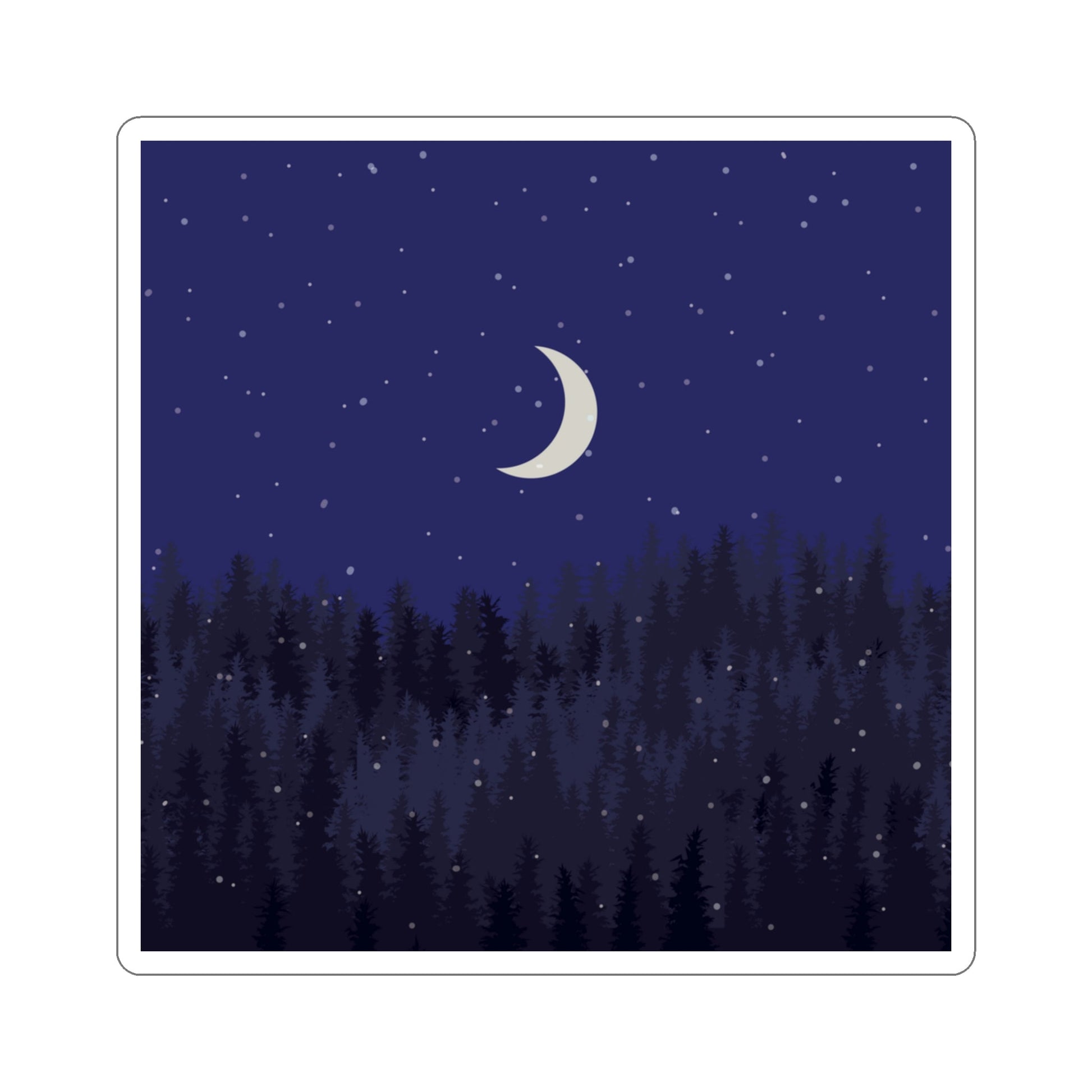 Winter Forest Moon Nature Modern Art Die-Cut Sticker Ichaku [Perfect Gifts Selection]