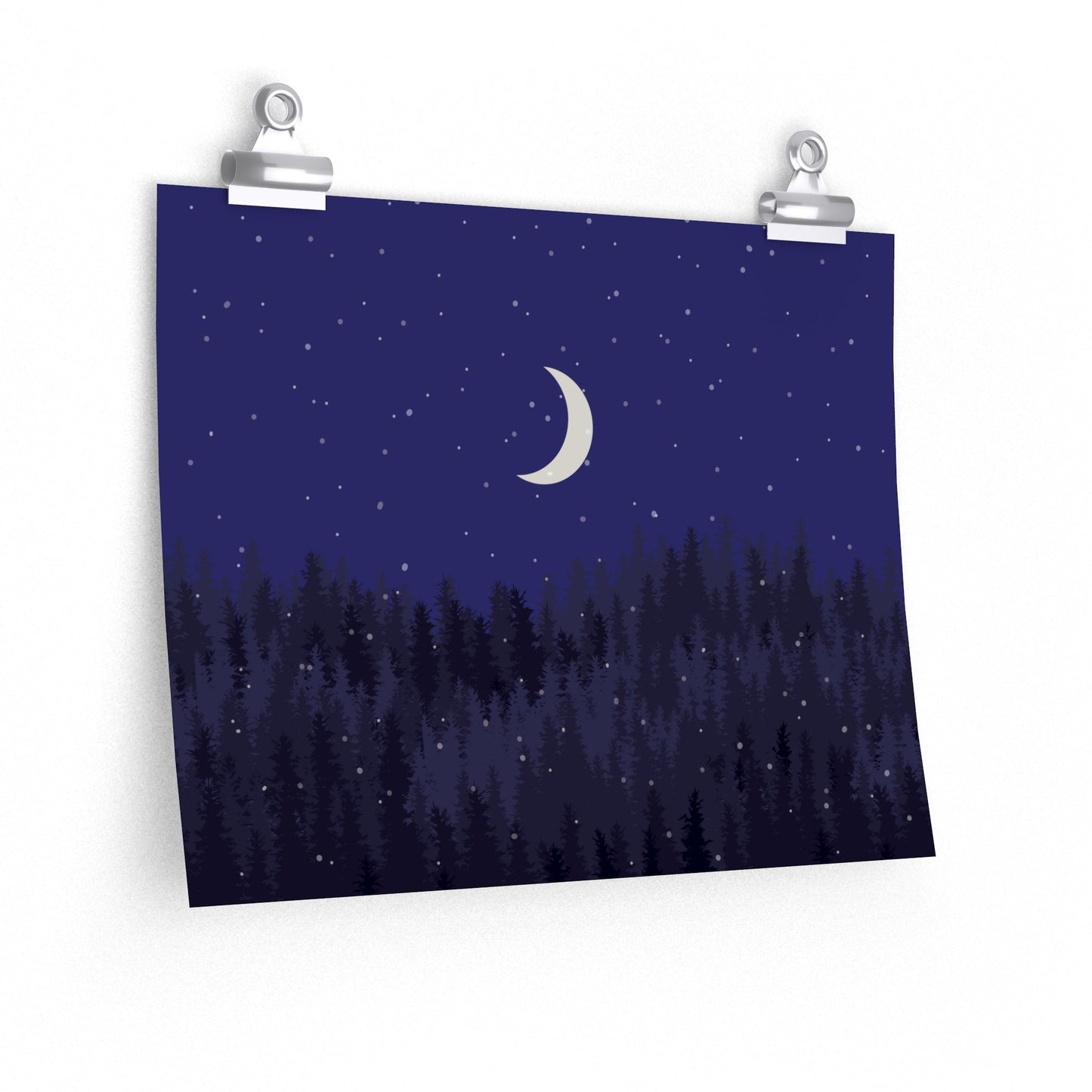 Winter Forest Moon Nature Modern Art Premium Matte Horizontal Posters Ichaku [Perfect Gifts Selection]