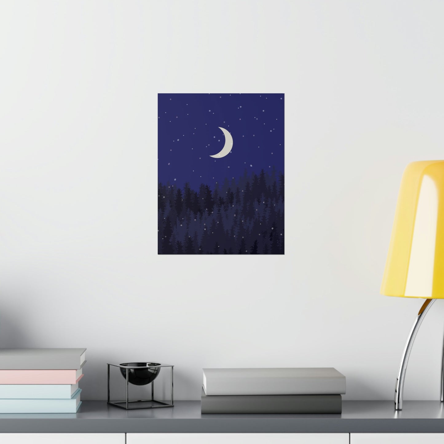 Winter Forest Moon Nature Modern Art Premium Matte Vertical Posters Ichaku [Perfect Gifts Selection]