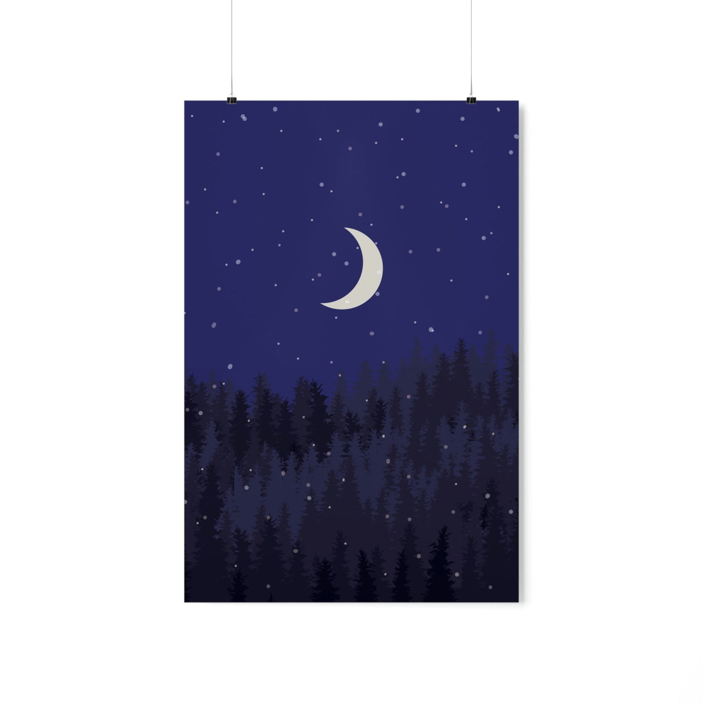 Winter Forest Moon Nature Modern Art Premium Matte Vertical Posters Ichaku [Perfect Gifts Selection]