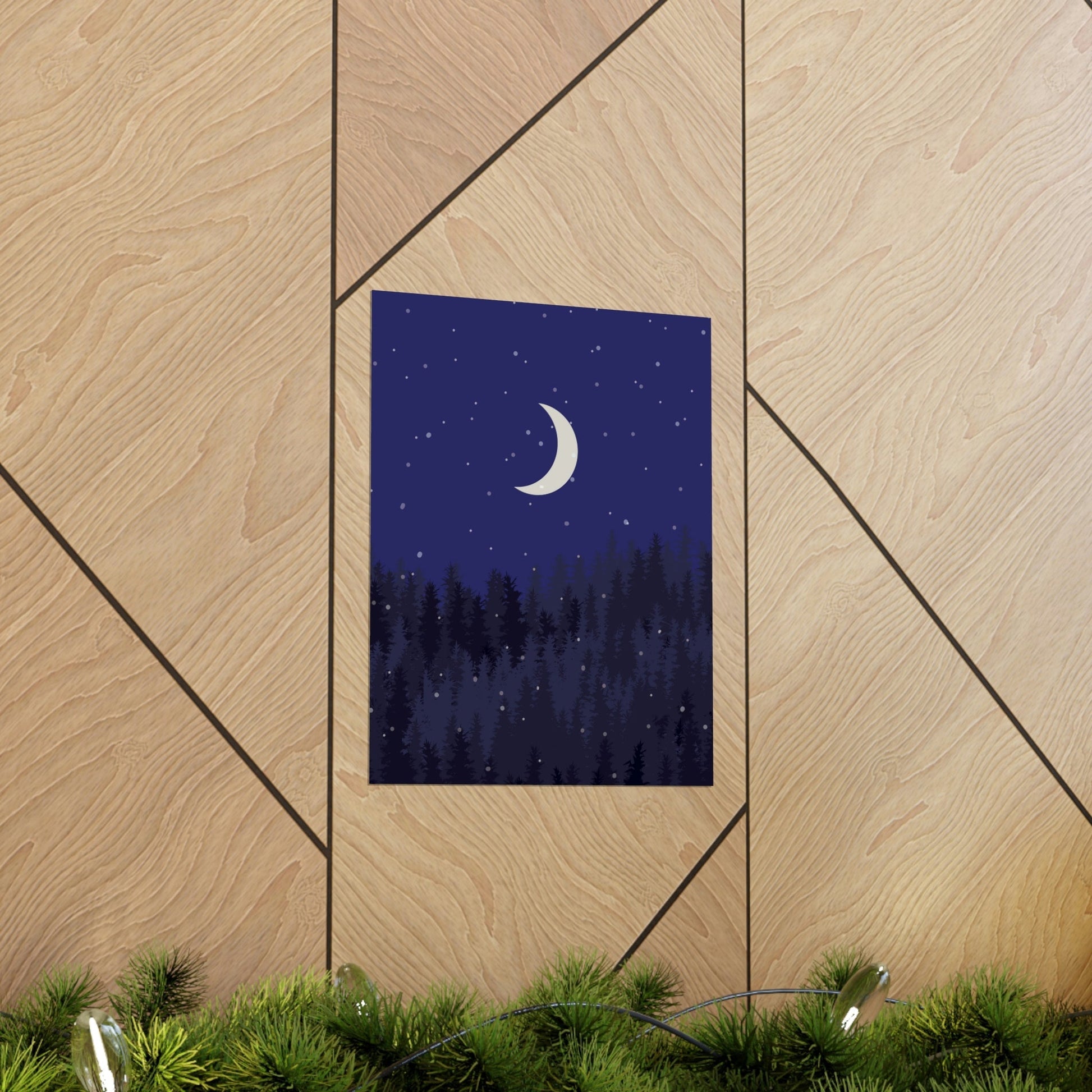 Winter Forest Moon Nature Modern Art Premium Matte Vertical Posters Ichaku [Perfect Gifts Selection]