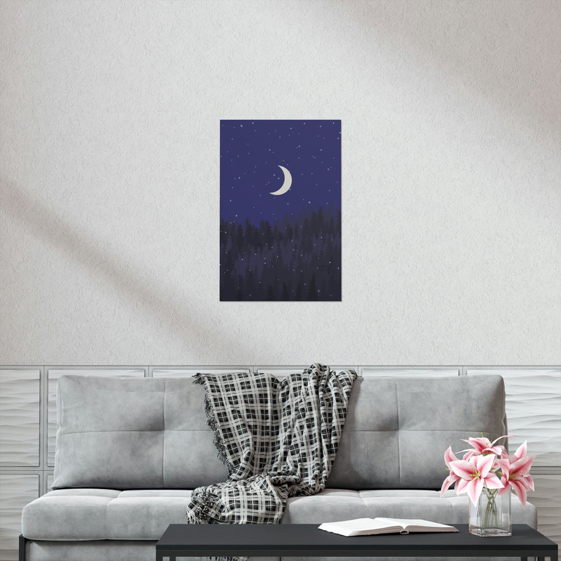 Winter Forest Moon Nature Modern Art Premium Matte Vertical Posters Ichaku [Perfect Gifts Selection]