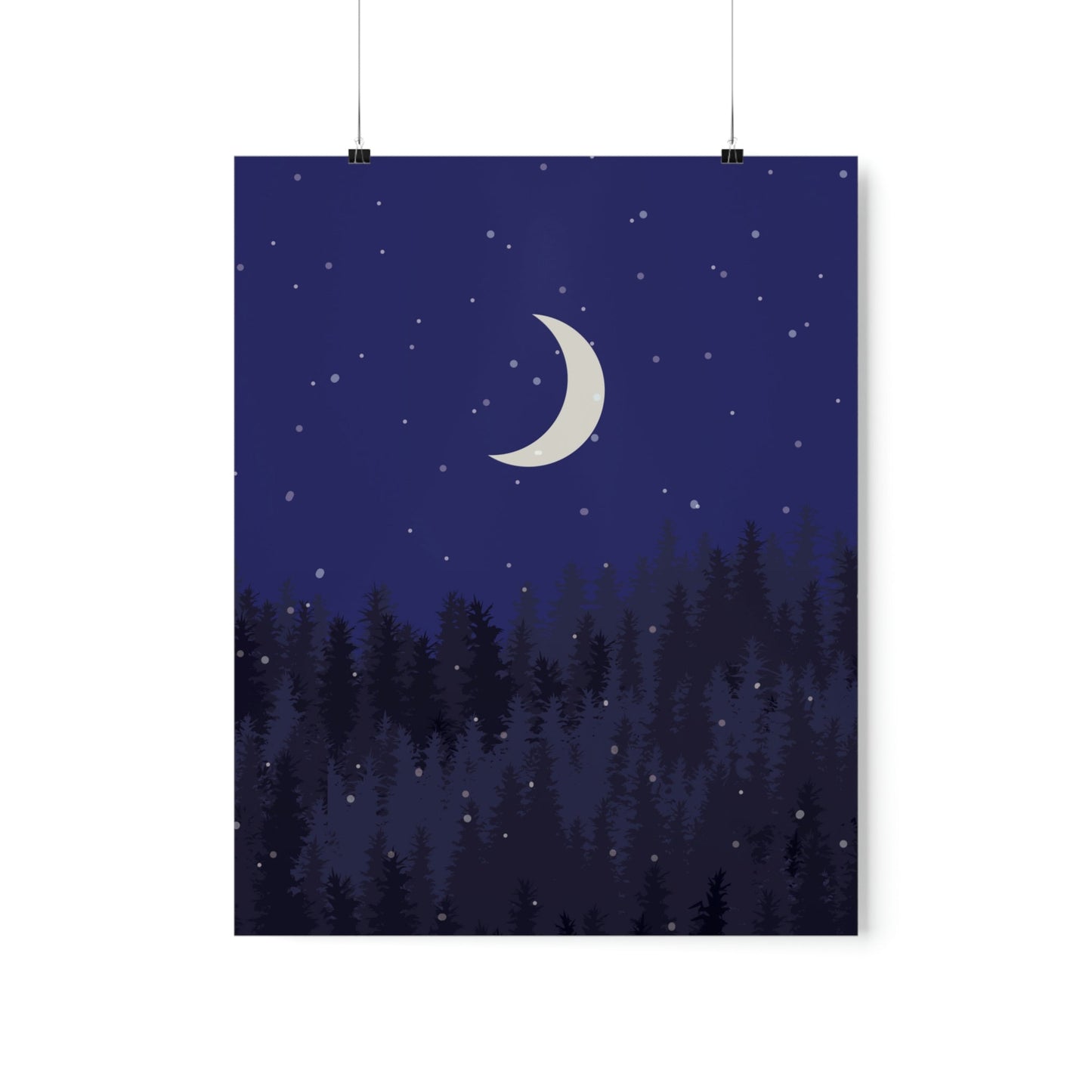 Winter Forest Moon Nature Modern Art Premium Matte Vertical Posters Ichaku [Perfect Gifts Selection]