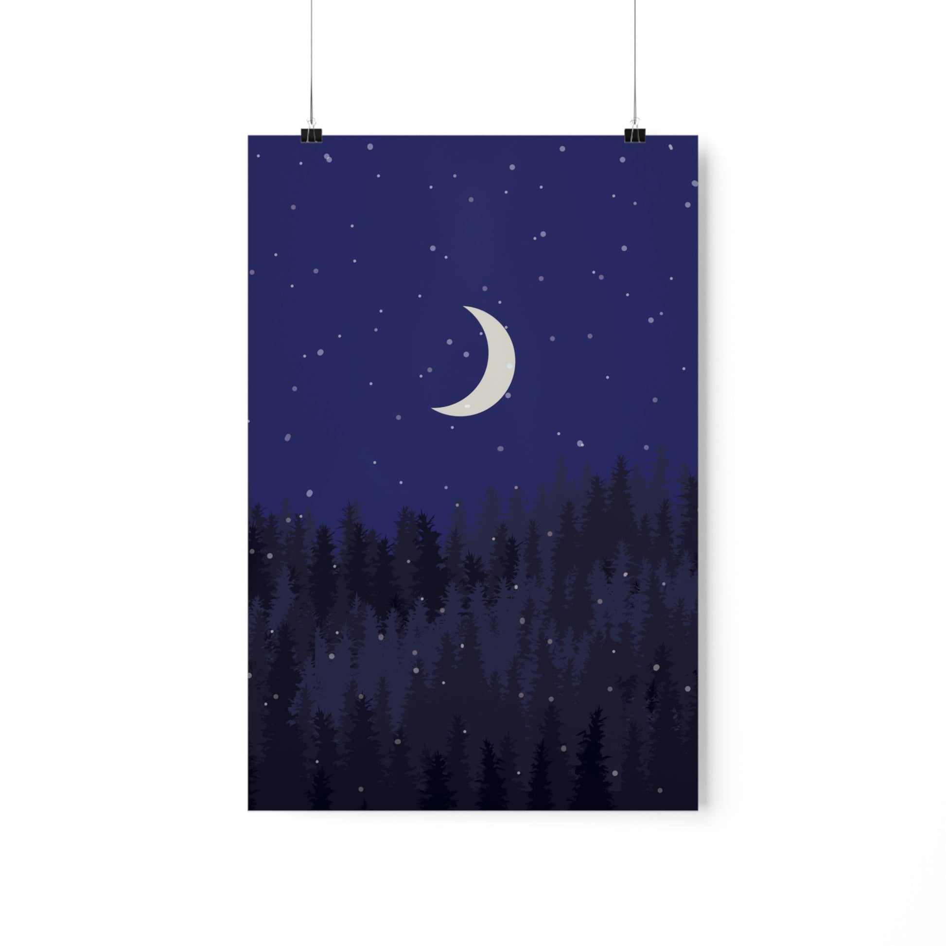 Winter Forest Moon Nature Modern Art Premium Matte Vertical Posters Ichaku [Perfect Gifts Selection]