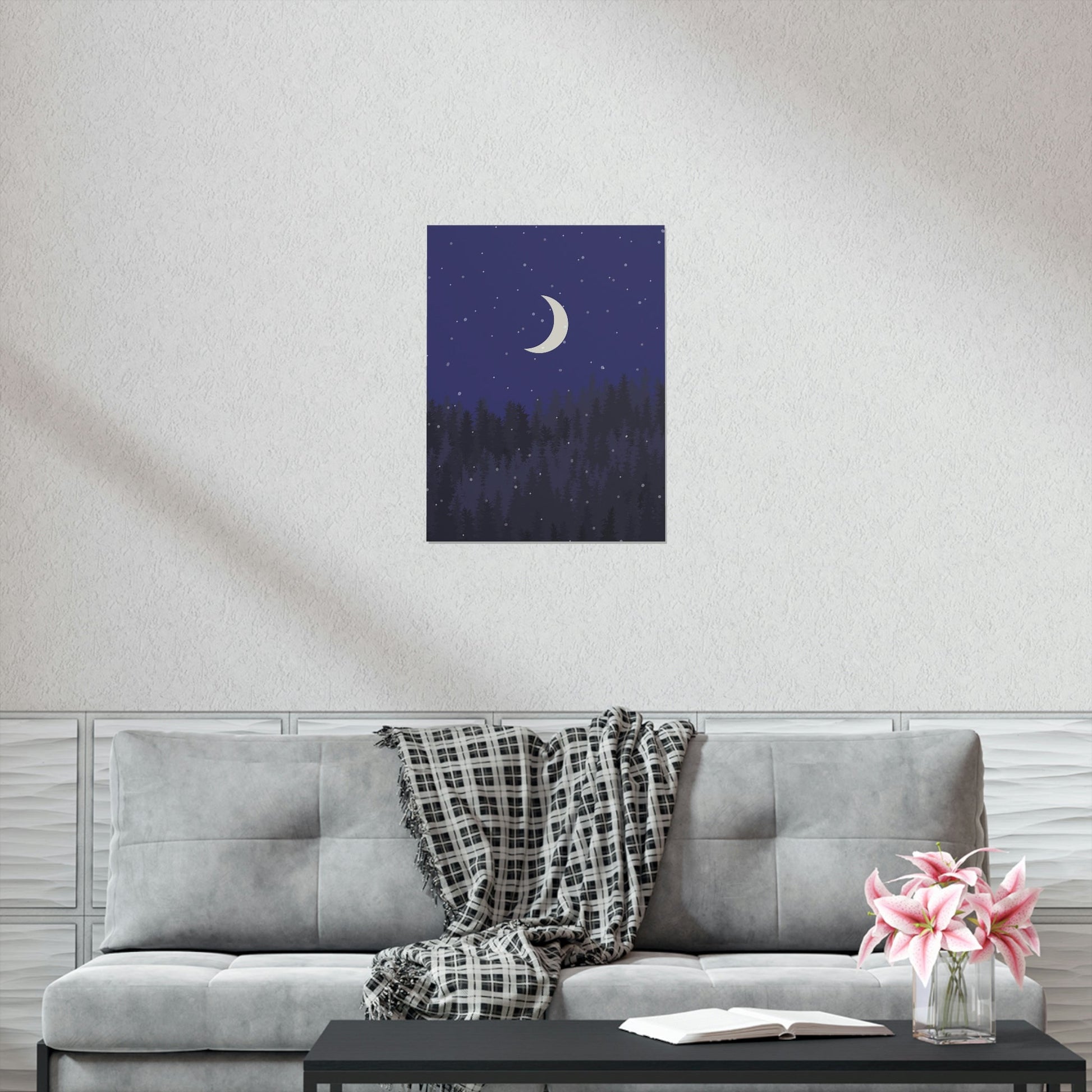 Winter Forest Moon Nature Modern Art Premium Matte Vertical Posters Ichaku [Perfect Gifts Selection]