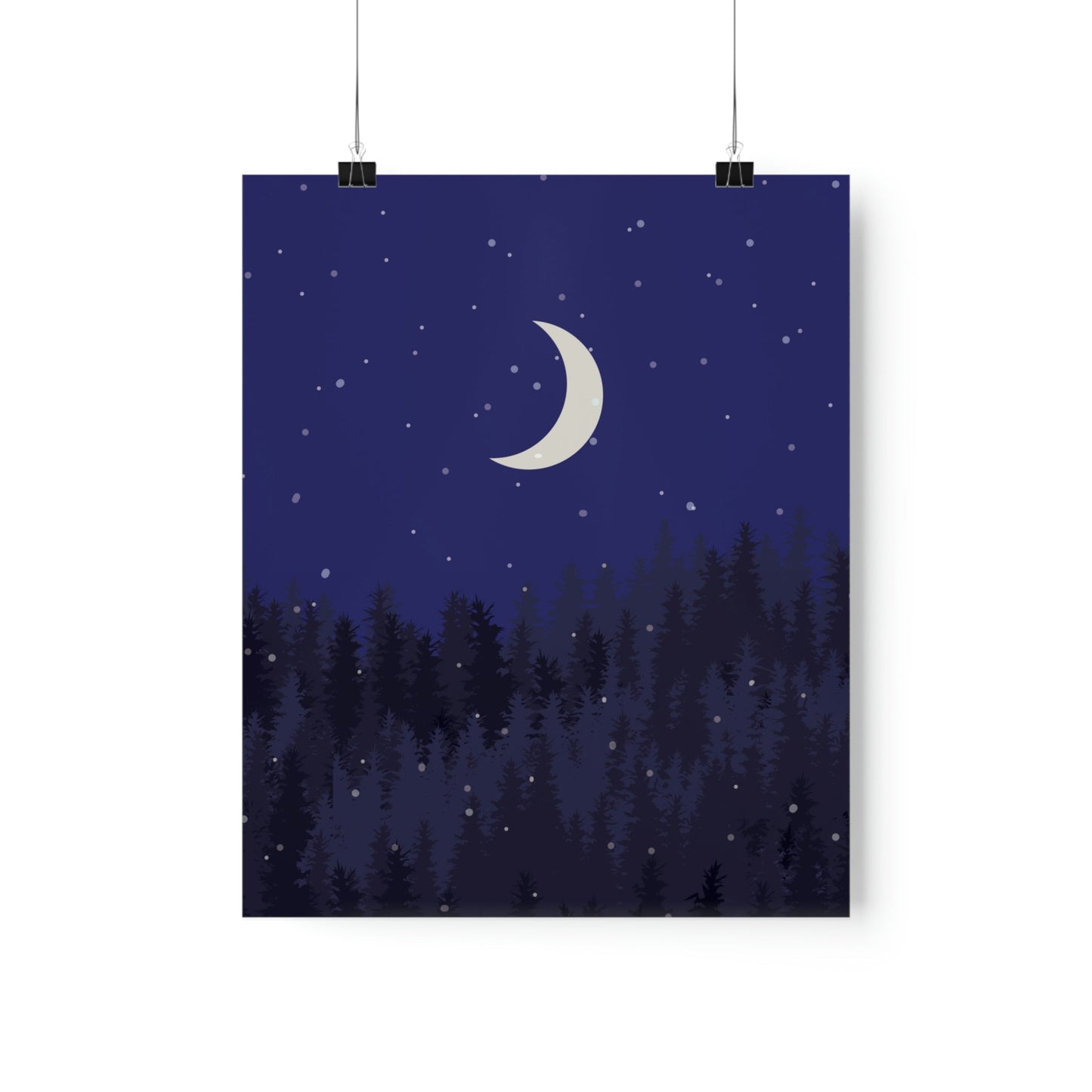 Winter Forest Moon Nature Modern Art Premium Matte Vertical Posters Ichaku [Perfect Gifts Selection]