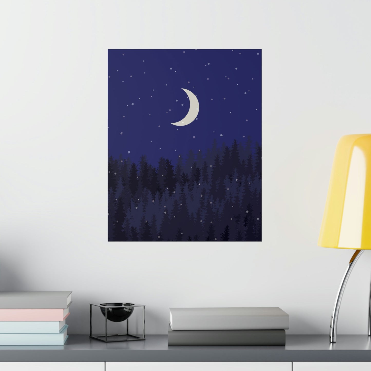 Winter Forest Moon Nature Modern Art Premium Matte Vertical Posters Ichaku [Perfect Gifts Selection]