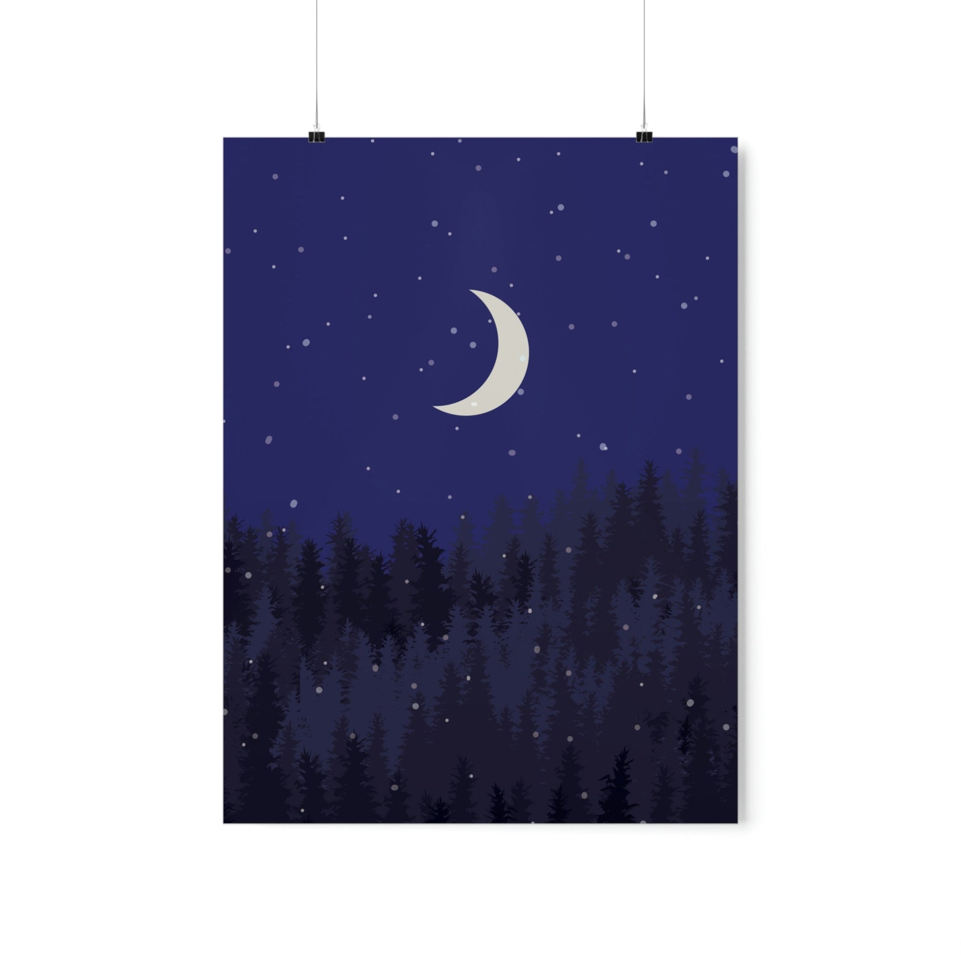 Winter Forest Moon Nature Modern Art Premium Matte Vertical Posters Ichaku [Perfect Gifts Selection]