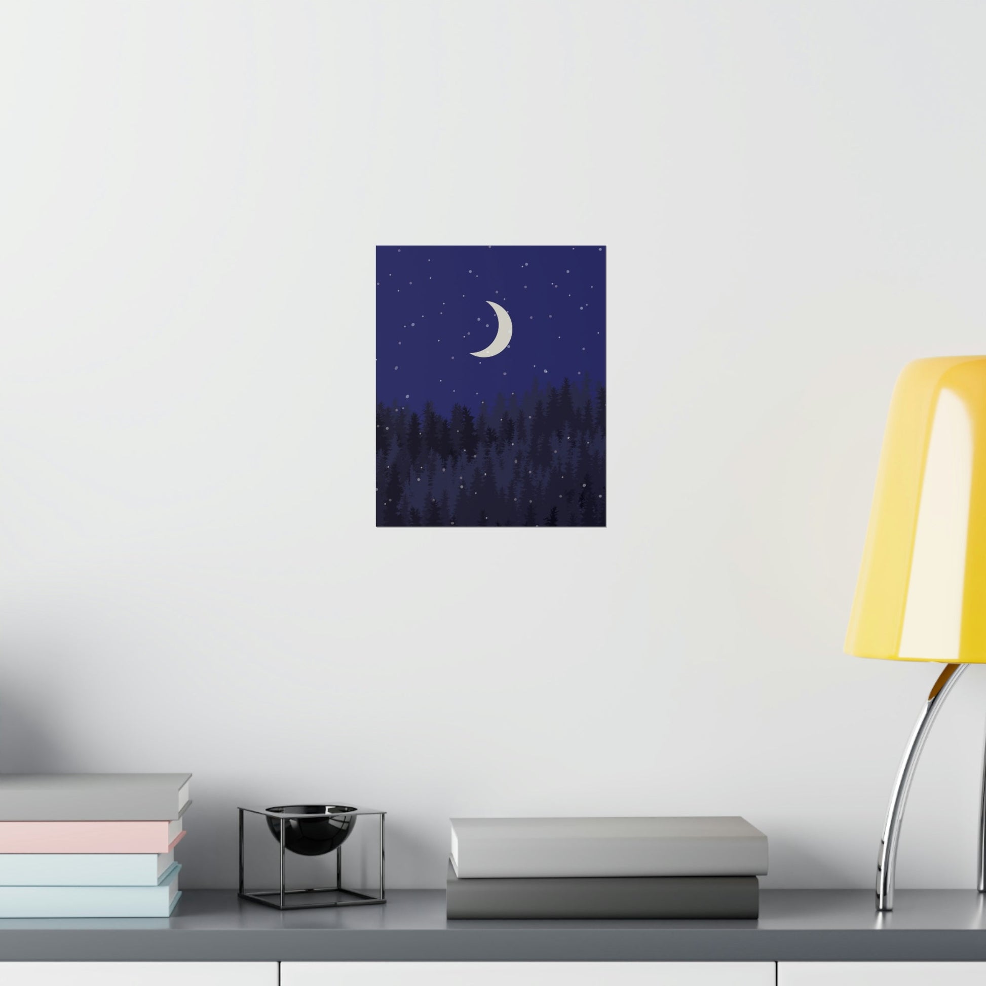 Winter Forest Moon Nature Modern Art Premium Matte Vertical Posters Ichaku [Perfect Gifts Selection]