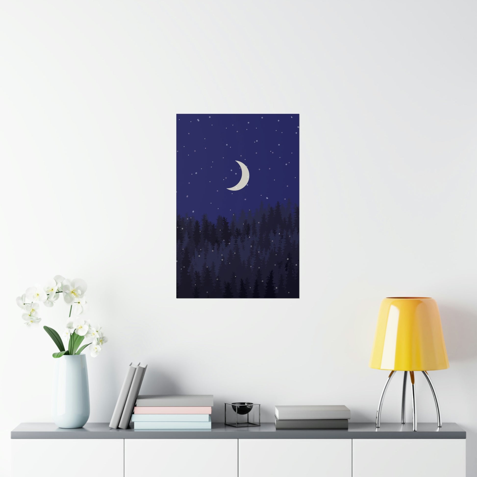 Winter Forest Moon Nature Modern Art Premium Matte Vertical Posters Ichaku [Perfect Gifts Selection]