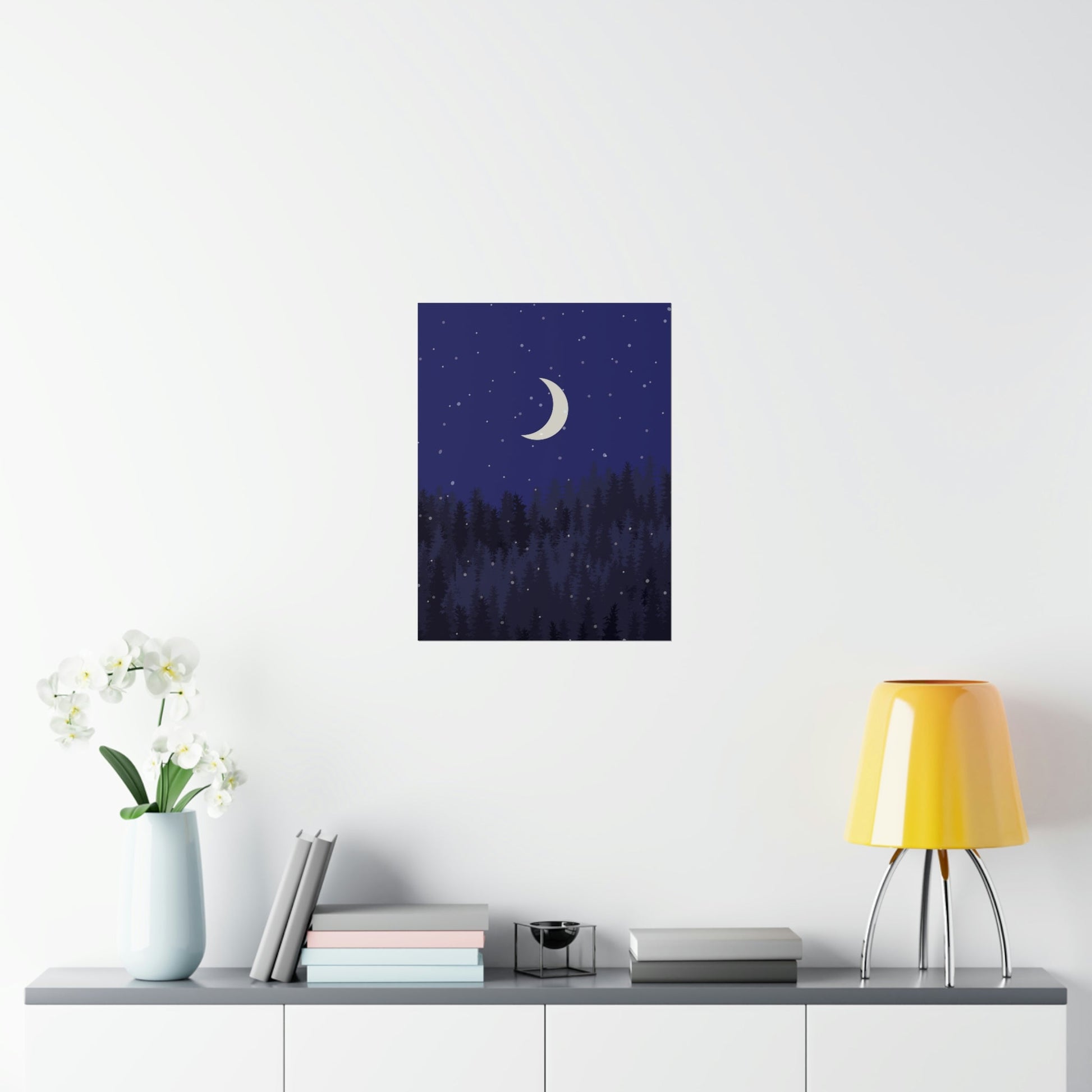 Winter Forest Moon Nature Modern Art Premium Matte Vertical Posters Ichaku [Perfect Gifts Selection]