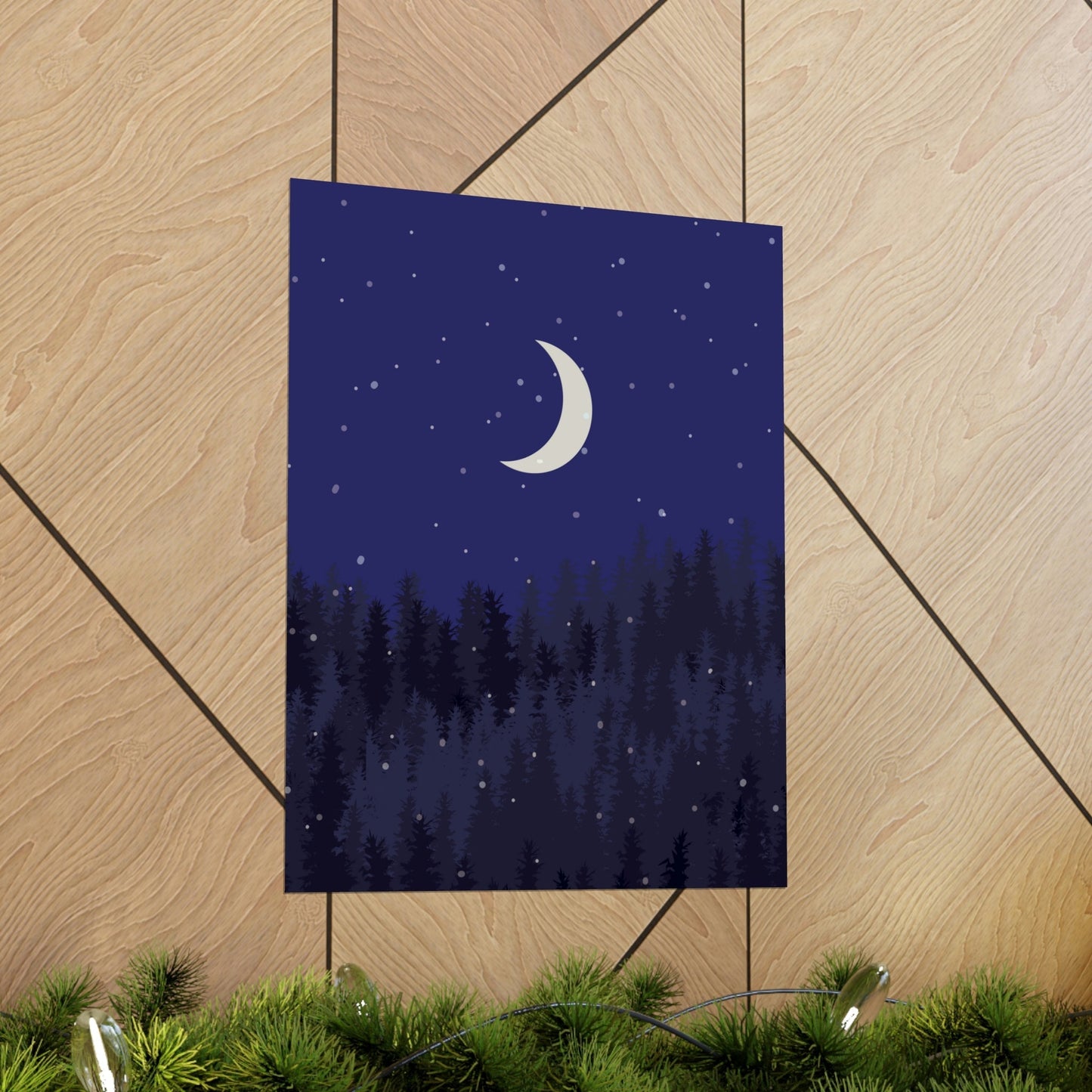 Winter Forest Moon Nature Modern Art Premium Matte Vertical Posters Ichaku [Perfect Gifts Selection]