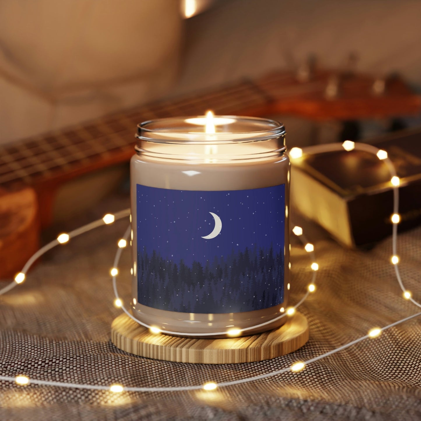 Winter Forest Moon Nature Modern Art Scented Candle Up to 60hSoy Wax 9oz Ichaku [Perfect Gifts Selection]