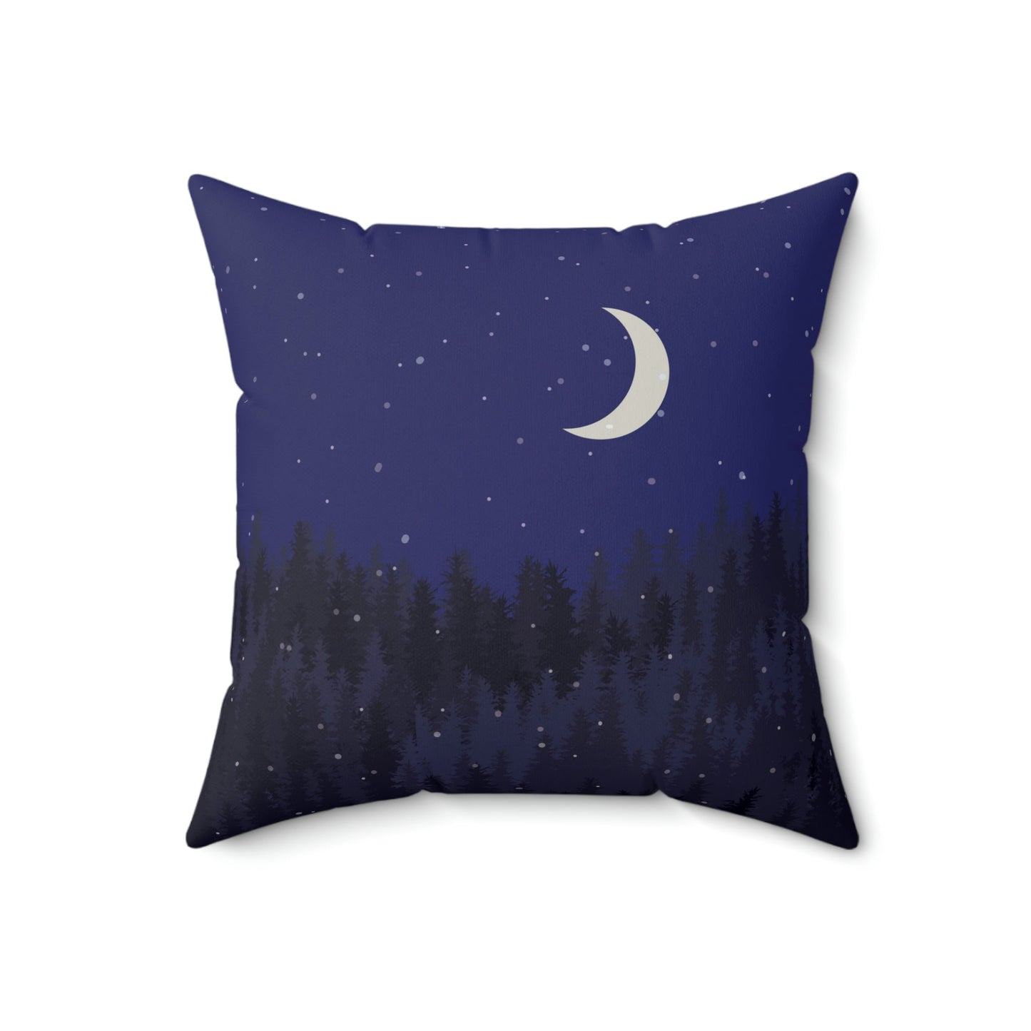 Winter Forest Moon Nature Modern Art Spun Polyester Square Pillow Ichaku [Perfect Gifts Selection]