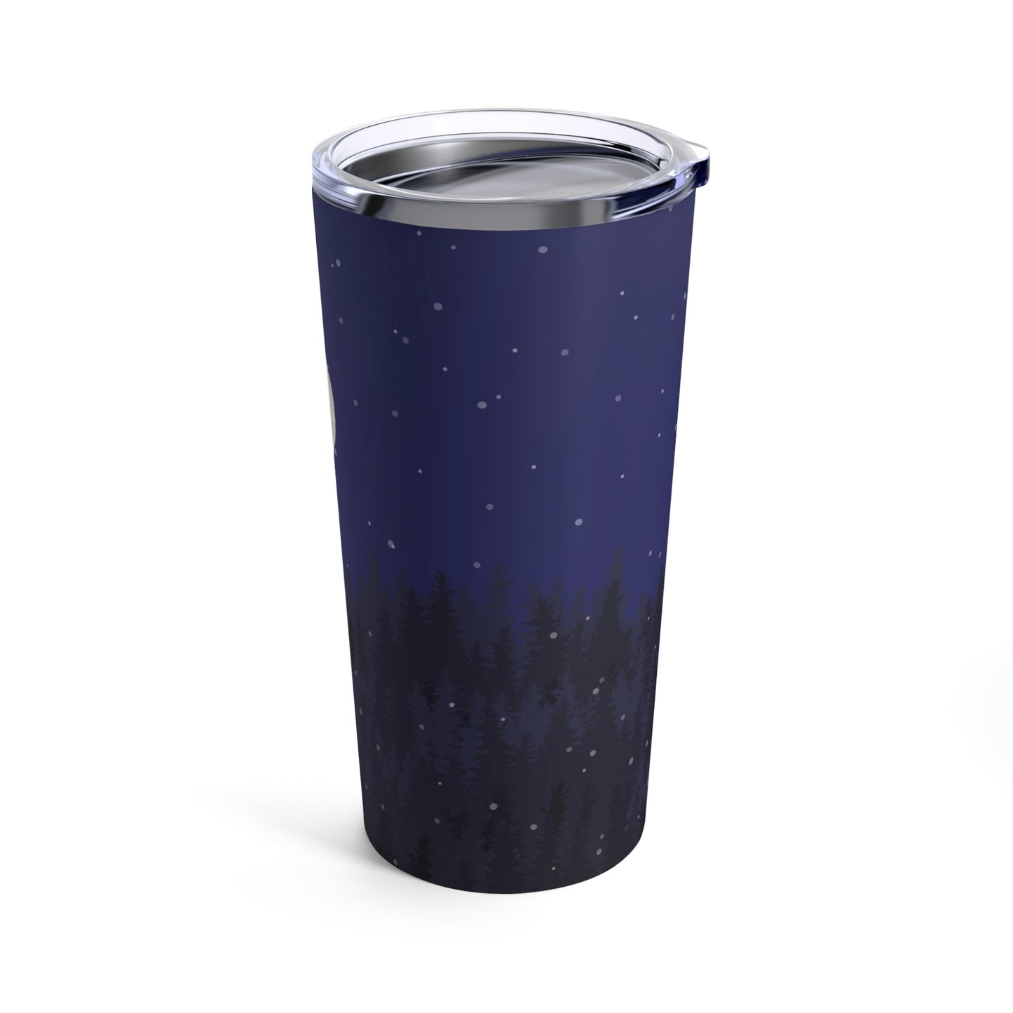 Winter Forest Moon Nature Modern Art Stainless Steel Hot or Cold Vacuum Tumbler 20oz Ichaku [Perfect Gifts Selection]