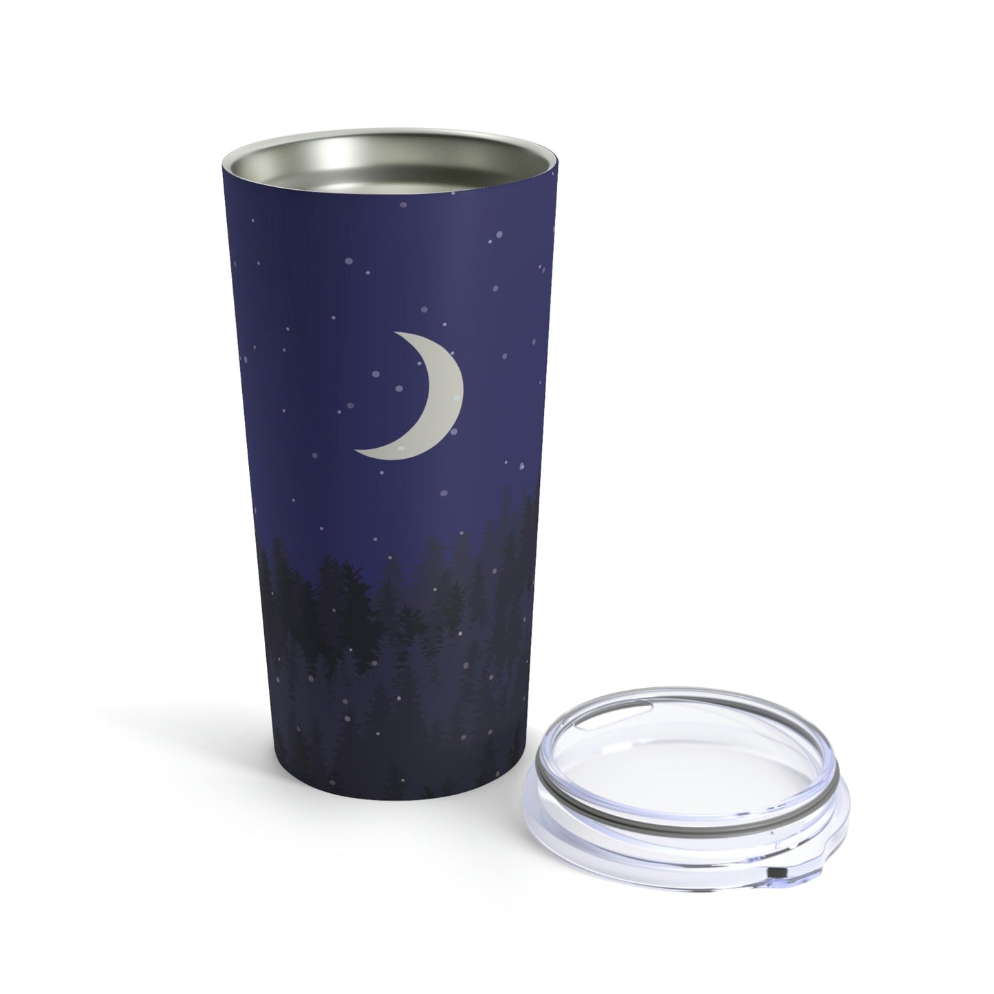 Winter Forest Moon Nature Modern Art Stainless Steel Hot or Cold Vacuum Tumbler 20oz Ichaku [Perfect Gifts Selection]