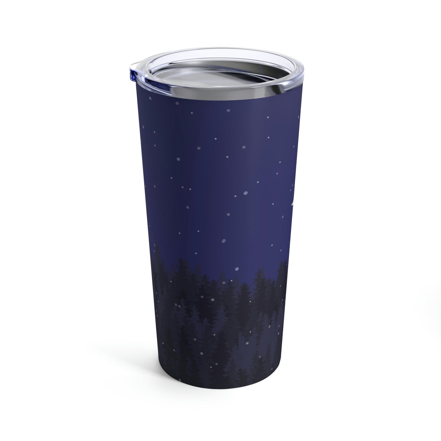 Winter Forest Moon Nature Modern Art Stainless Steel Hot or Cold Vacuum Tumbler 20oz Ichaku [Perfect Gifts Selection]