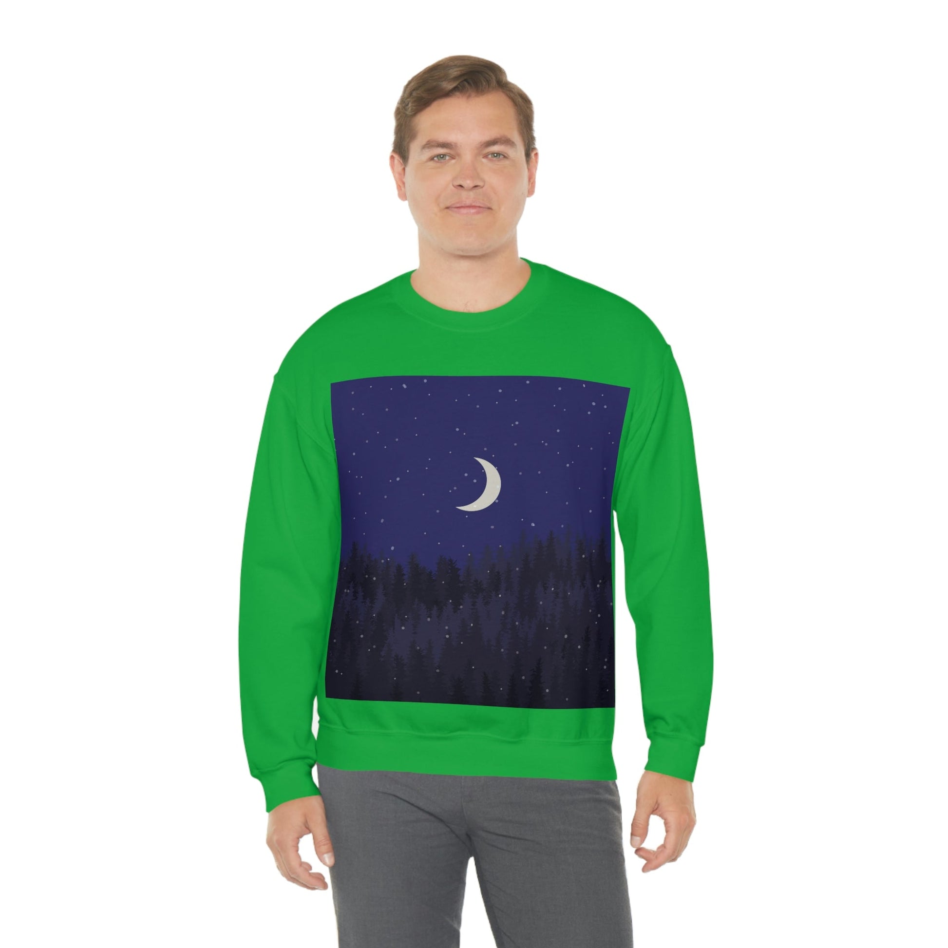 Winter Forest Moon Nature Modern Art Unisex Heavy Blend™ Crewneck Sweatshirt Ichaku [Perfect Gifts Selection]