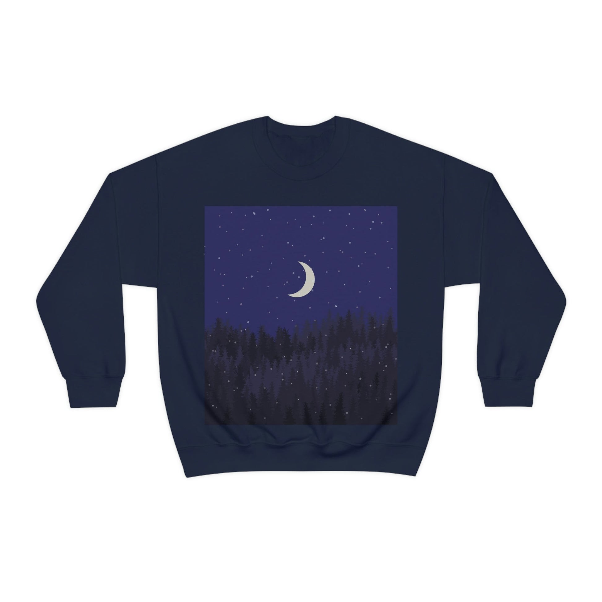 Winter Forest Moon Nature Modern Art Unisex Heavy Blend™ Crewneck Sweatshirt Ichaku [Perfect Gifts Selection]