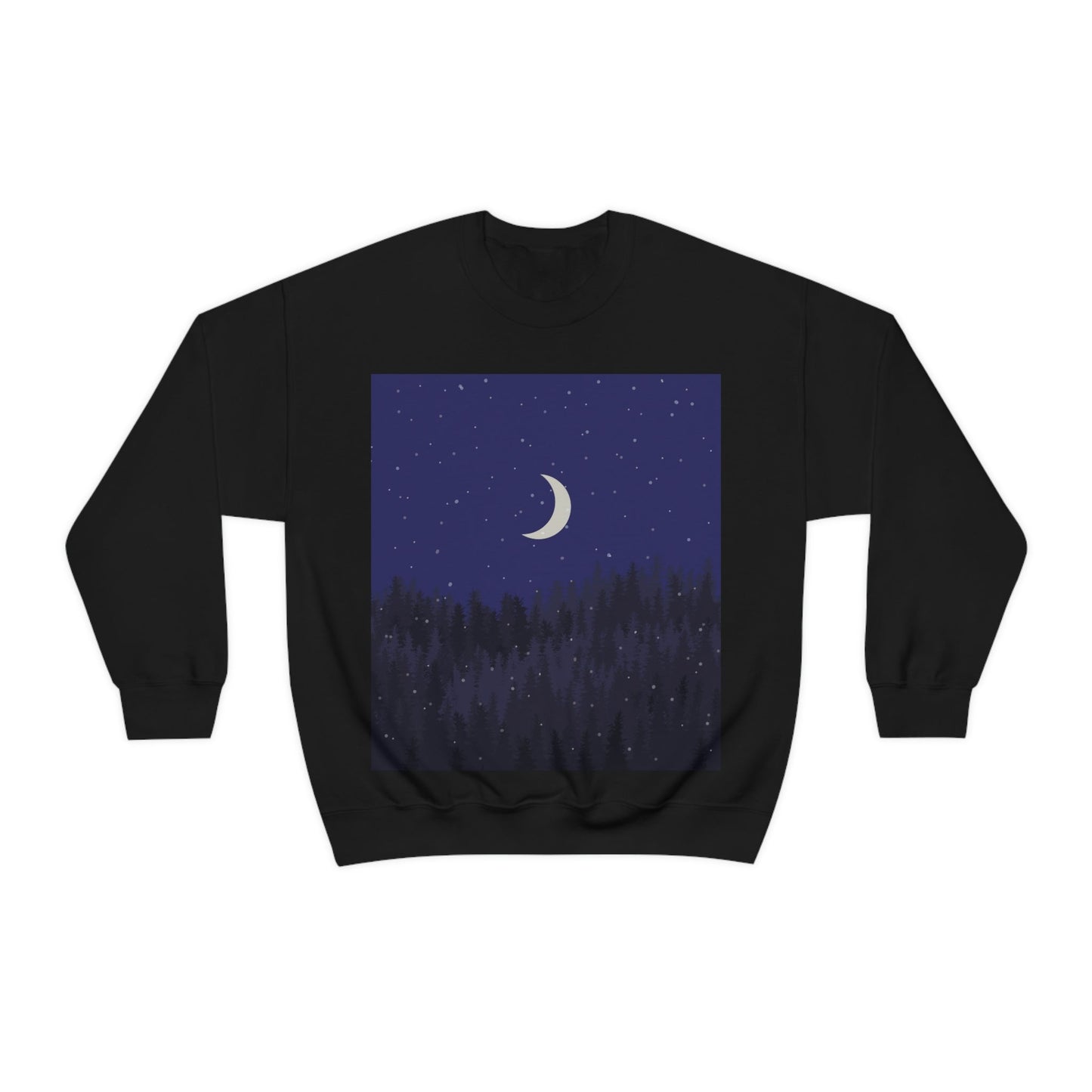 Winter Forest Moon Nature Modern Art Unisex Heavy Blend™ Crewneck Sweatshirt Ichaku [Perfect Gifts Selection]