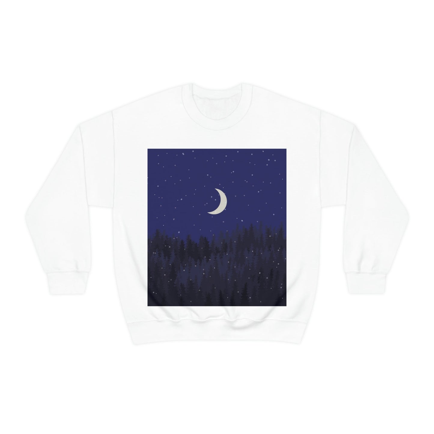 Winter Forest Moon Nature Modern Art Unisex Heavy Blend™ Crewneck Sweatshirt Ichaku [Perfect Gifts Selection]