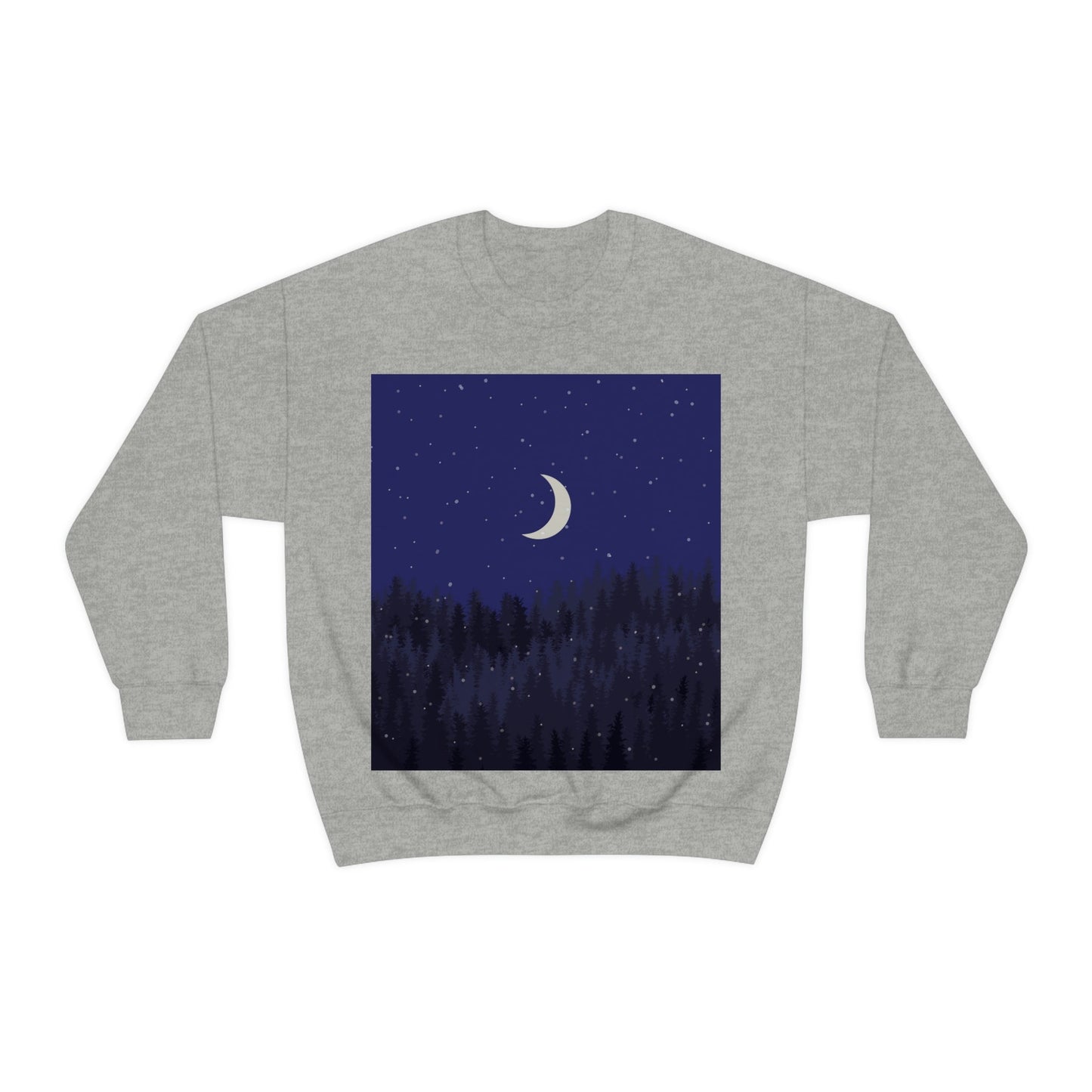 Winter Forest Moon Nature Modern Art Unisex Heavy Blend™ Crewneck Sweatshirt Ichaku [Perfect Gifts Selection]