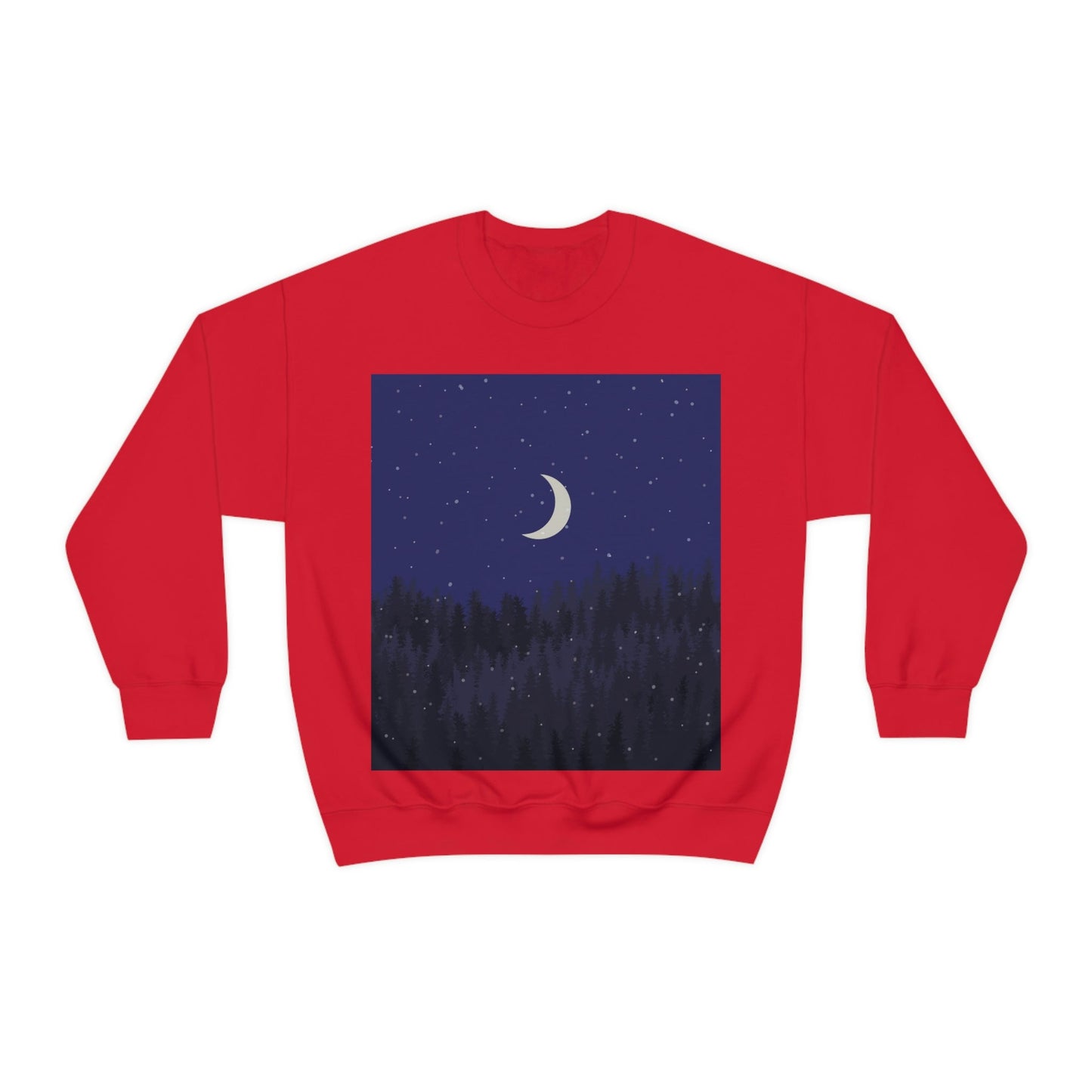 Winter Forest Moon Nature Modern Art Unisex Heavy Blend™ Crewneck Sweatshirt Ichaku [Perfect Gifts Selection]